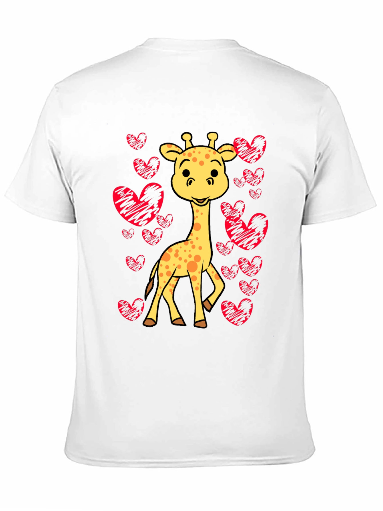 Giraffe Heart Tee - Love Animals Black Shirt