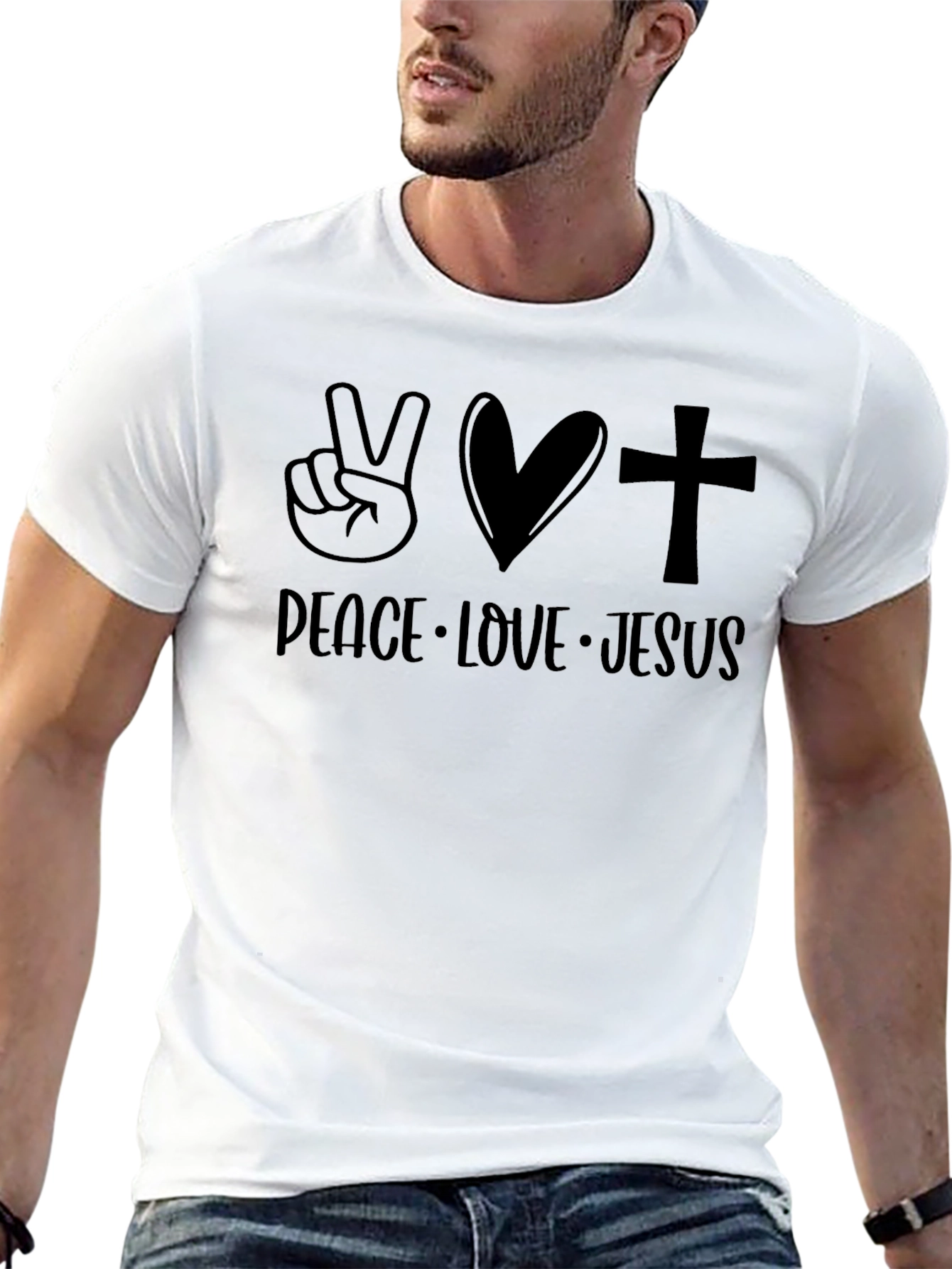 Peace Love Jesus T-Shirt Christian Faith Tee