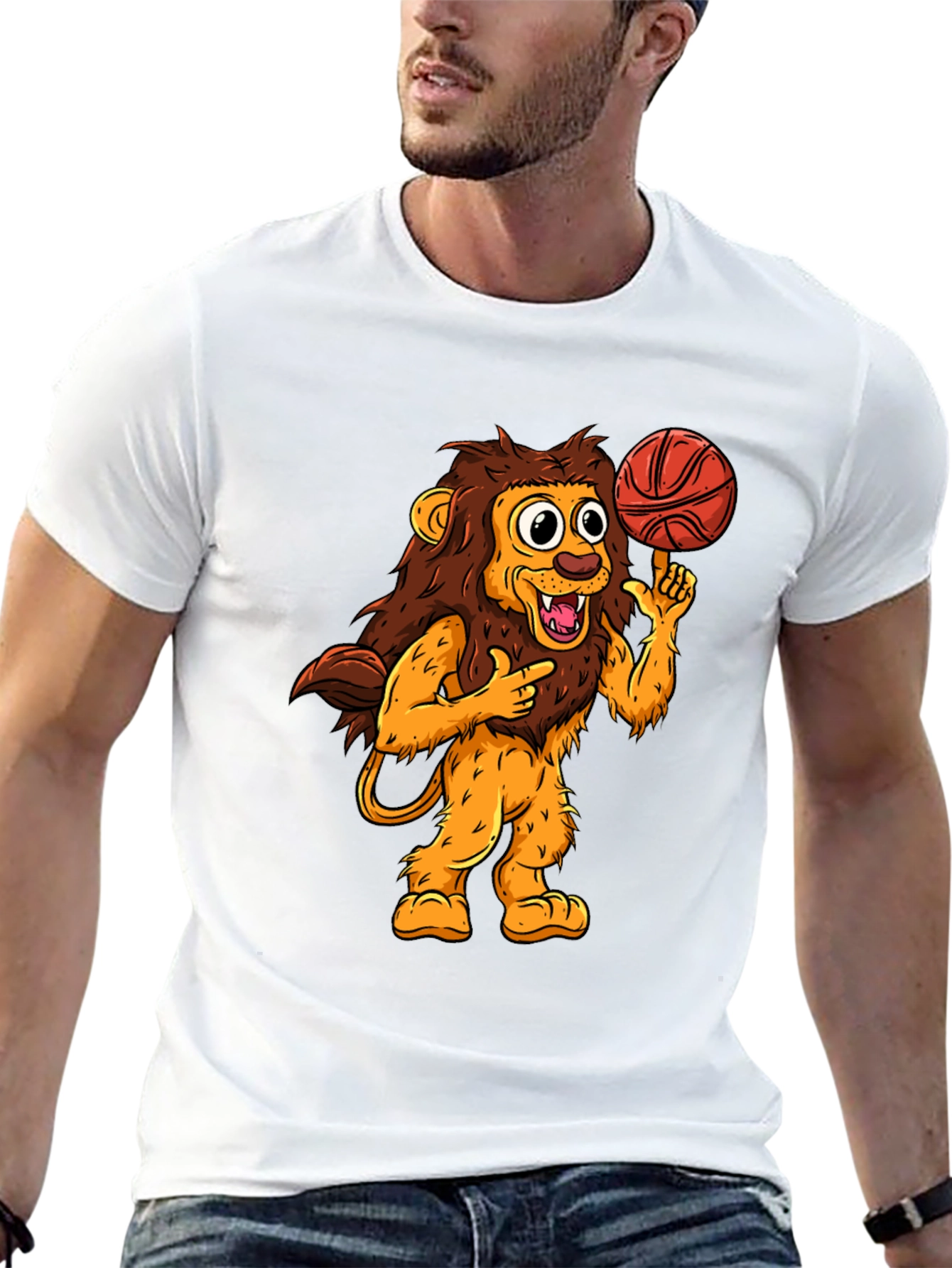 Lion Basketball Graphic Tee - Cool Cartoon Design