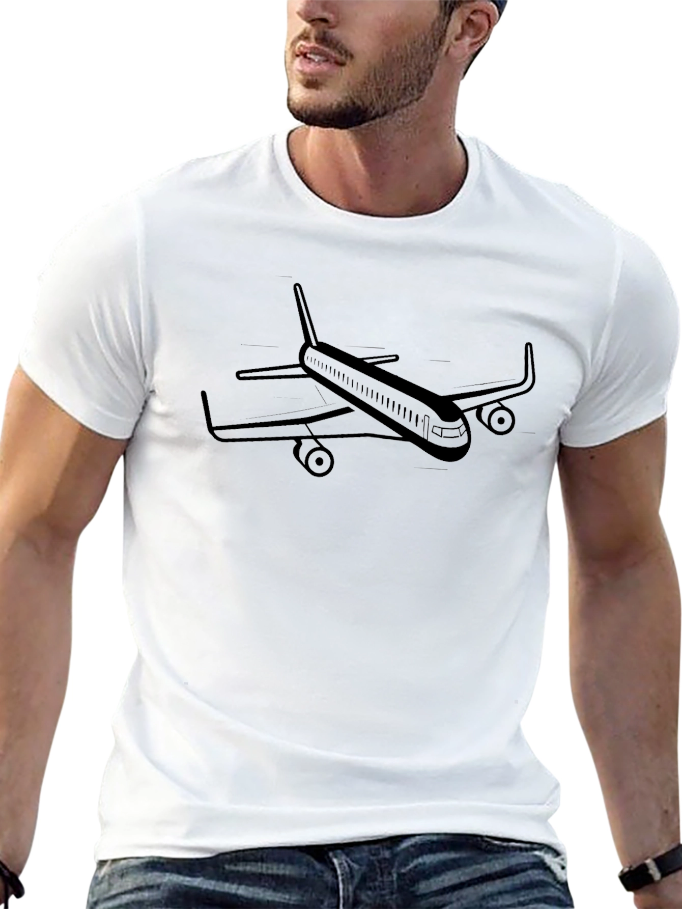 Airplane Graphic T-Shirt - Black Casual Tee