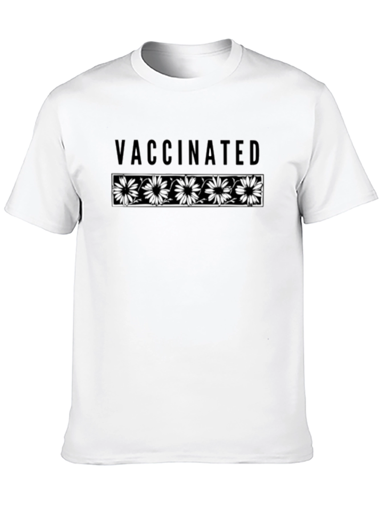 Vaccinated Floral Graphic Black T-Shirt