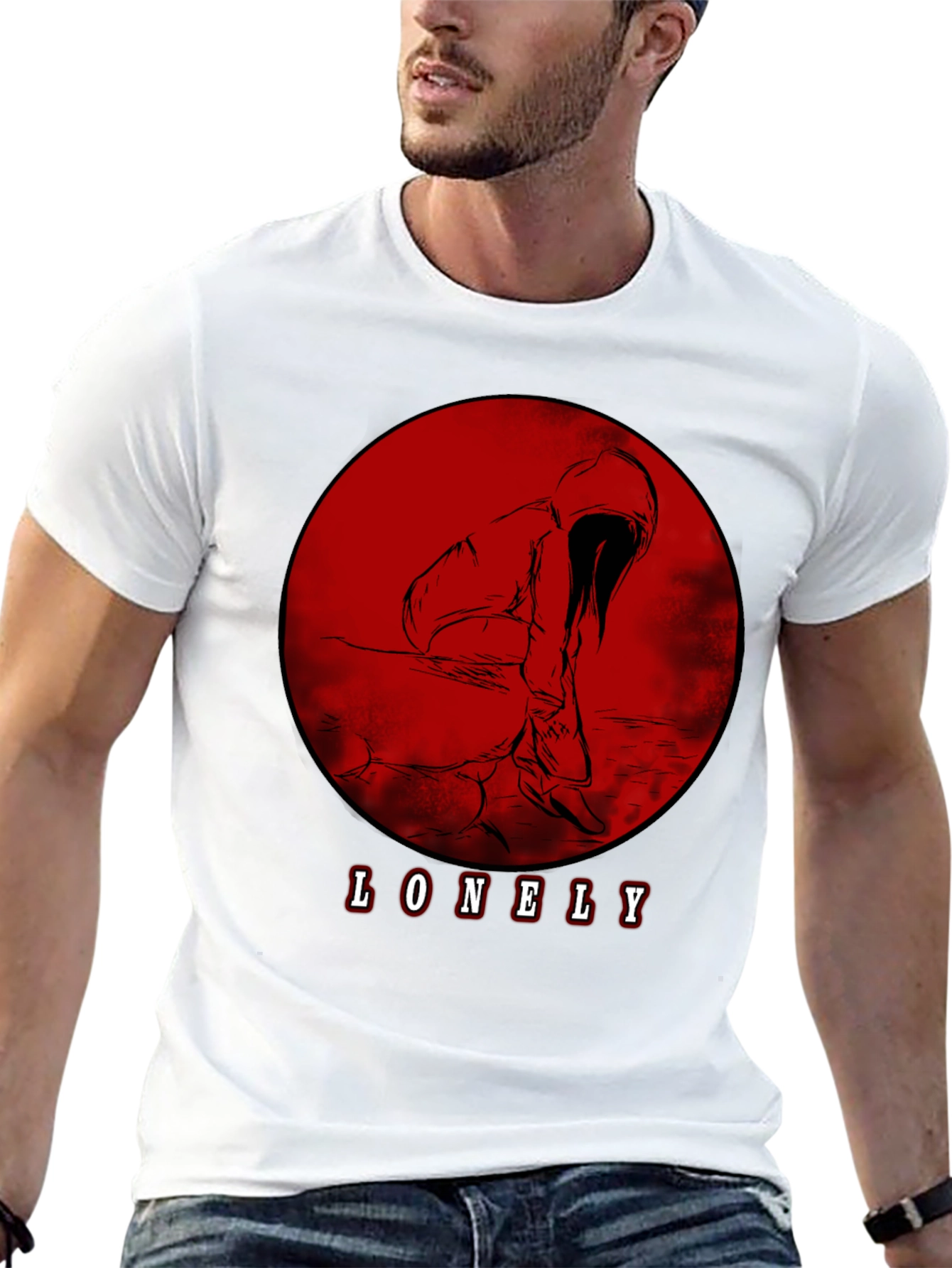 Lonely Graphic Tee - Red Moon Design