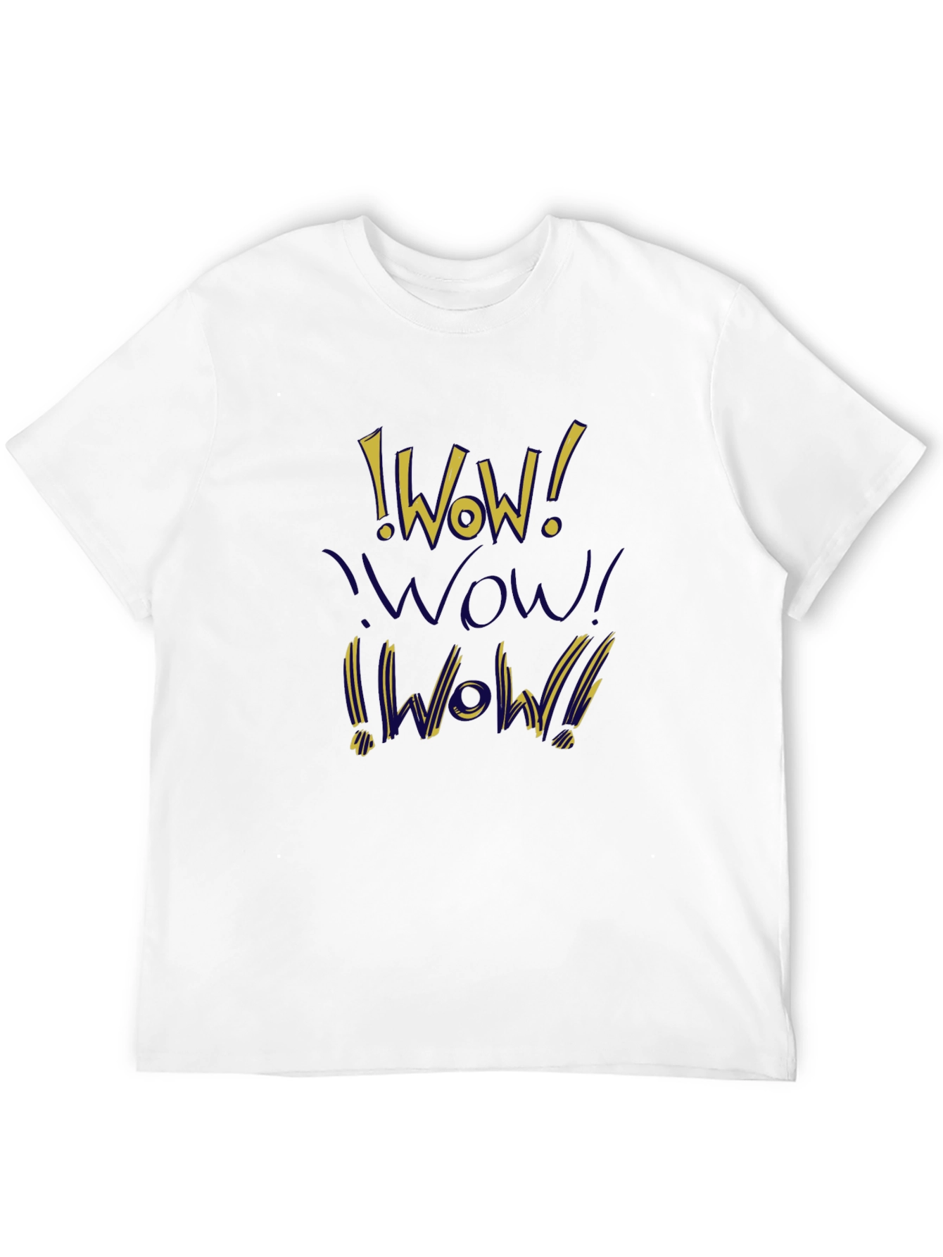 WOW! Graphic Print T-Shirt - Casual Crew Neck Tee