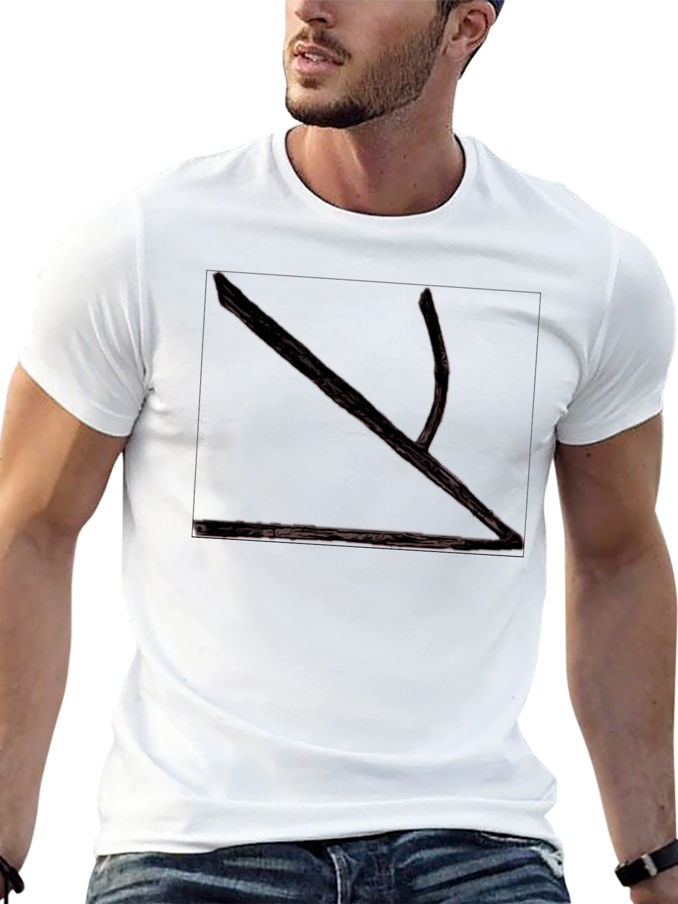 Abstract Branch Graphic Print Black T-Shirt