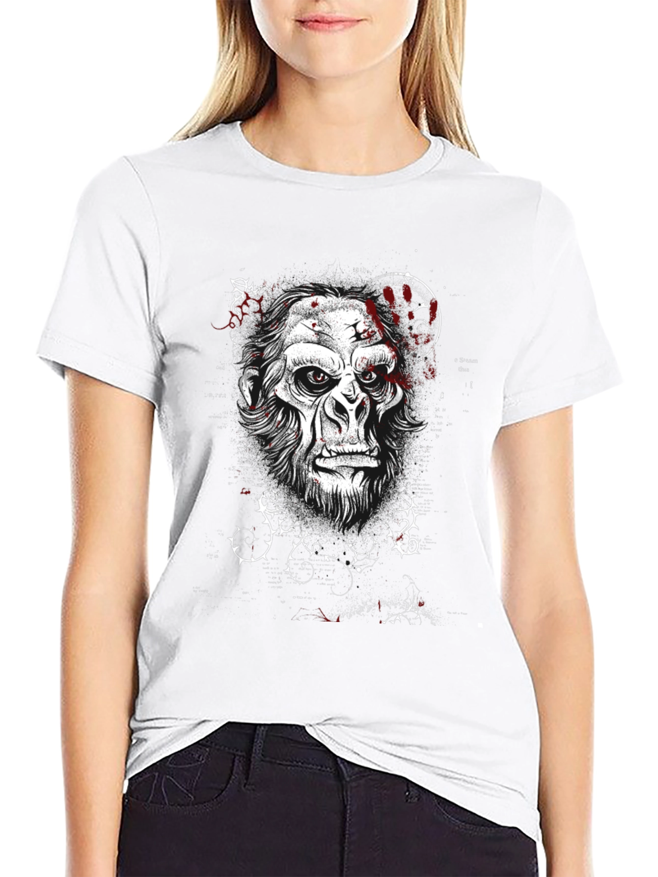 Mens Black T-Shirt with Gorilla Graphic Print
