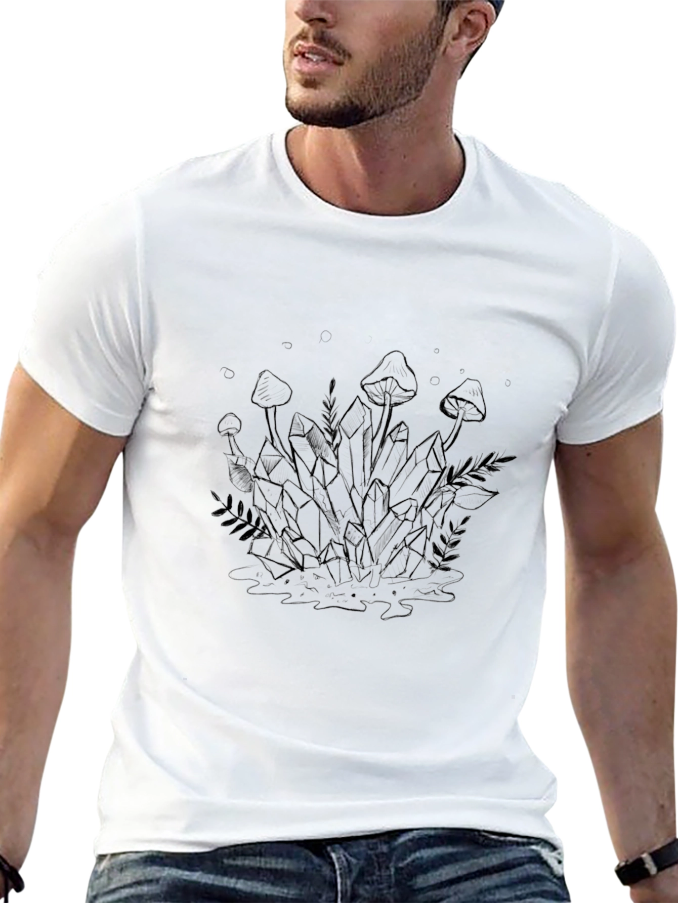 Crystal Mushroom Graphic Tee - Unisex Black T-Shirt