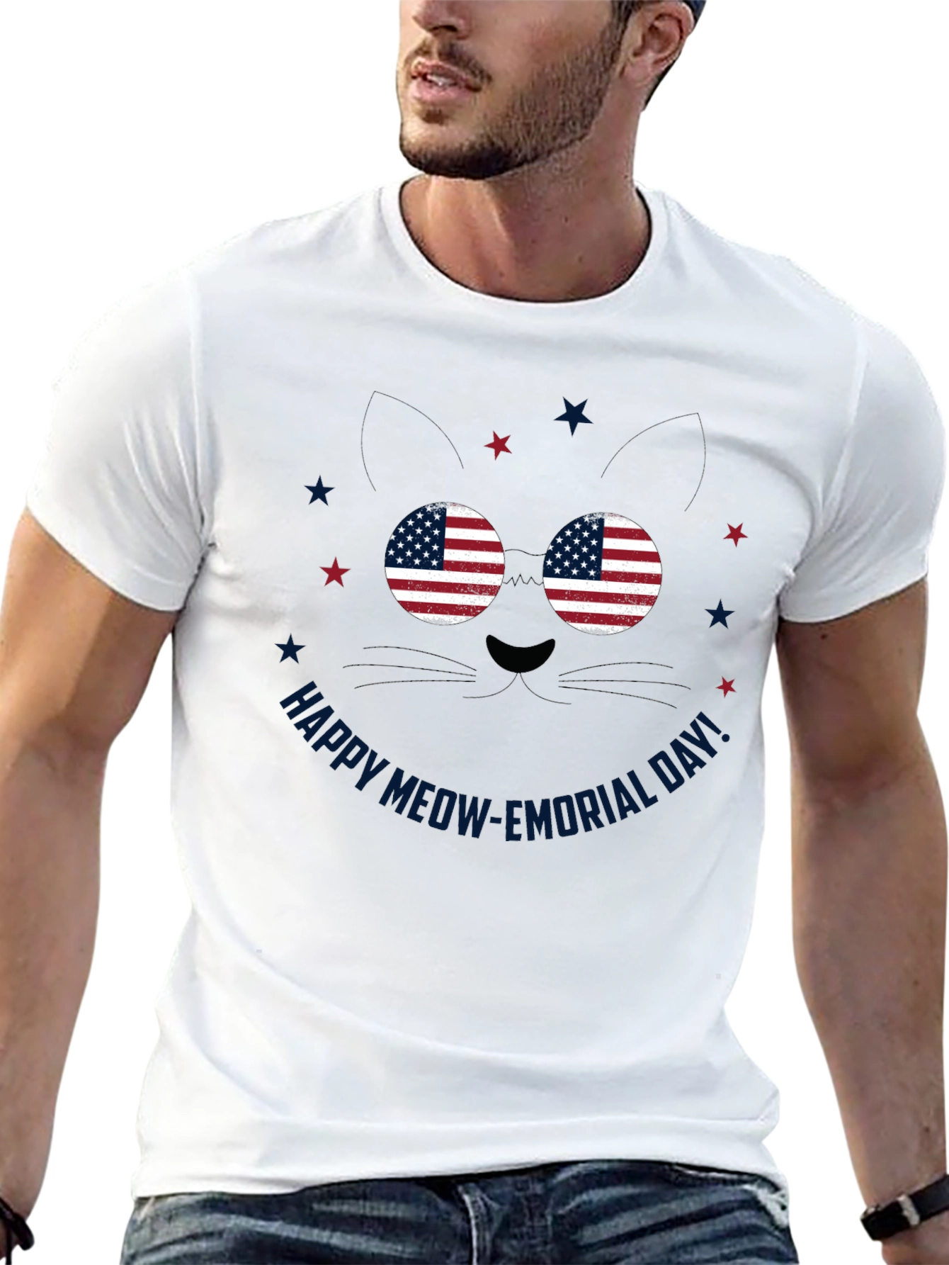 Patriotic Cat T-Shirt: Happy Meow-morial Day!