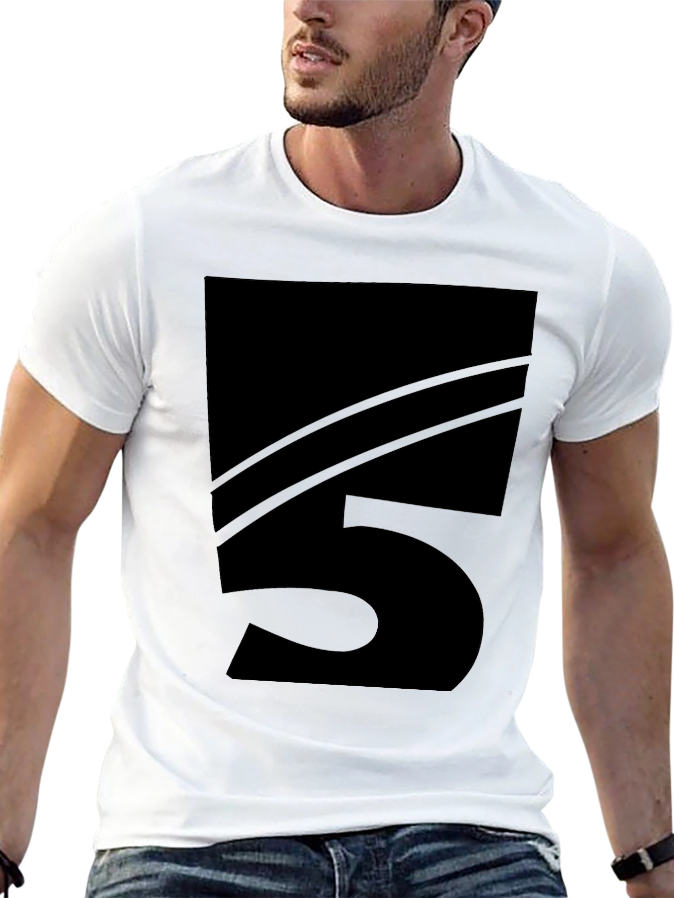Mens Black Number 5 Graphic Tee