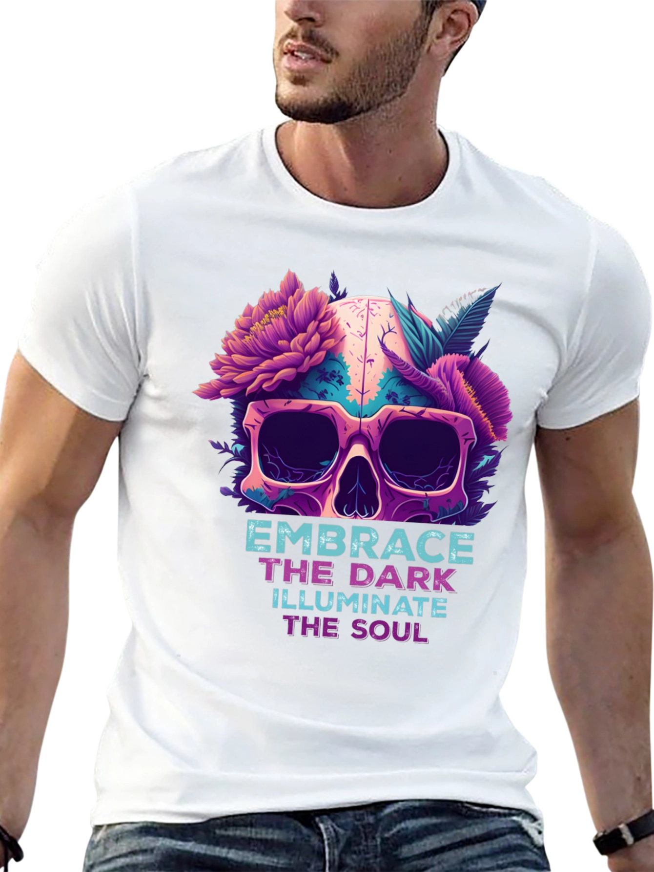 Floral Skull Graphic Tee - Embrace the Dark