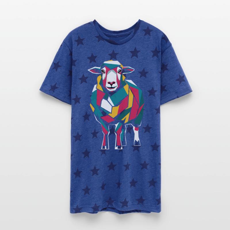 Vibrant Geometric Farm Animal Graphic Sheep