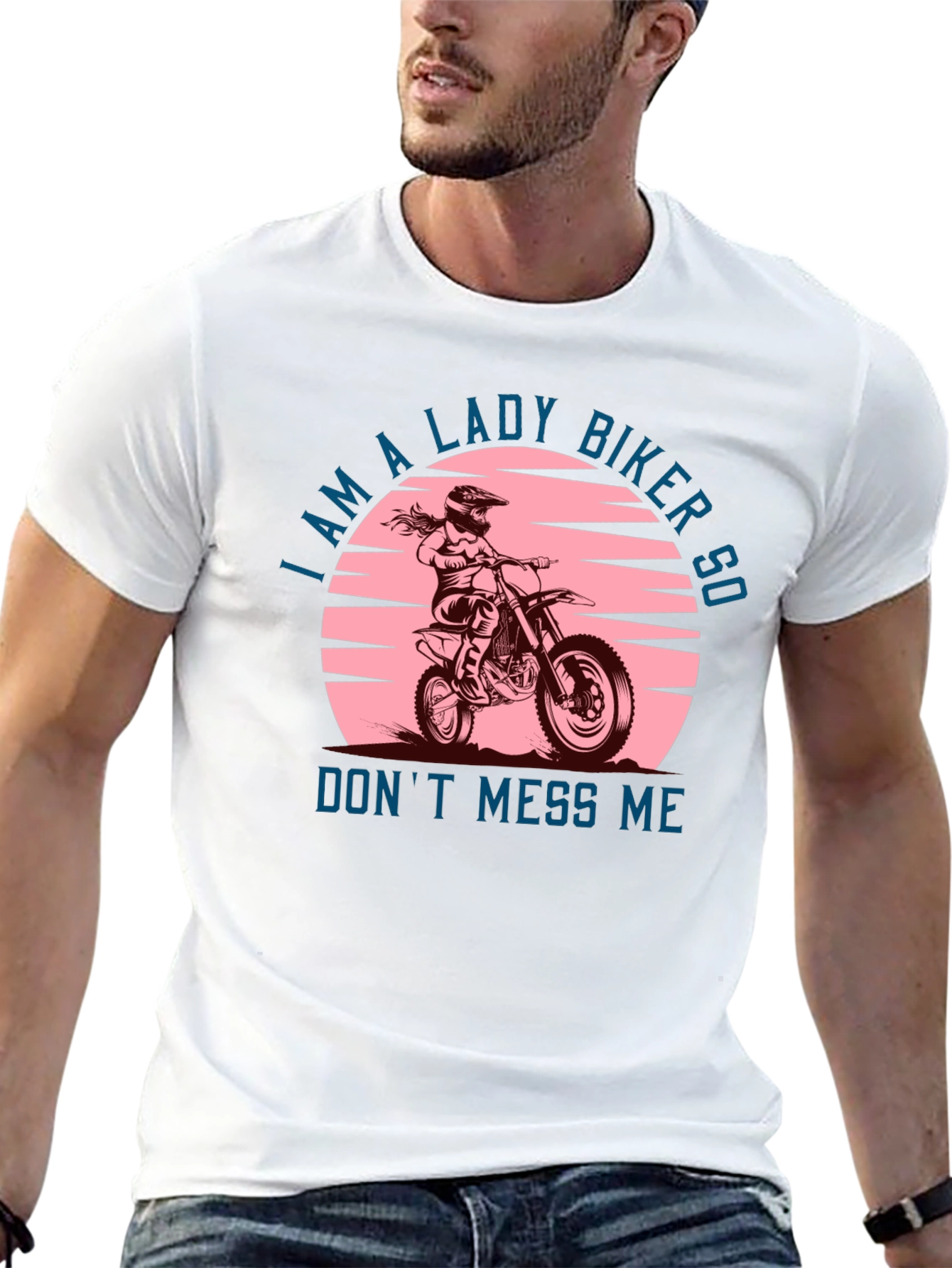 Lady Biker Graphic Tee - Dont Mess Me T-Shirt