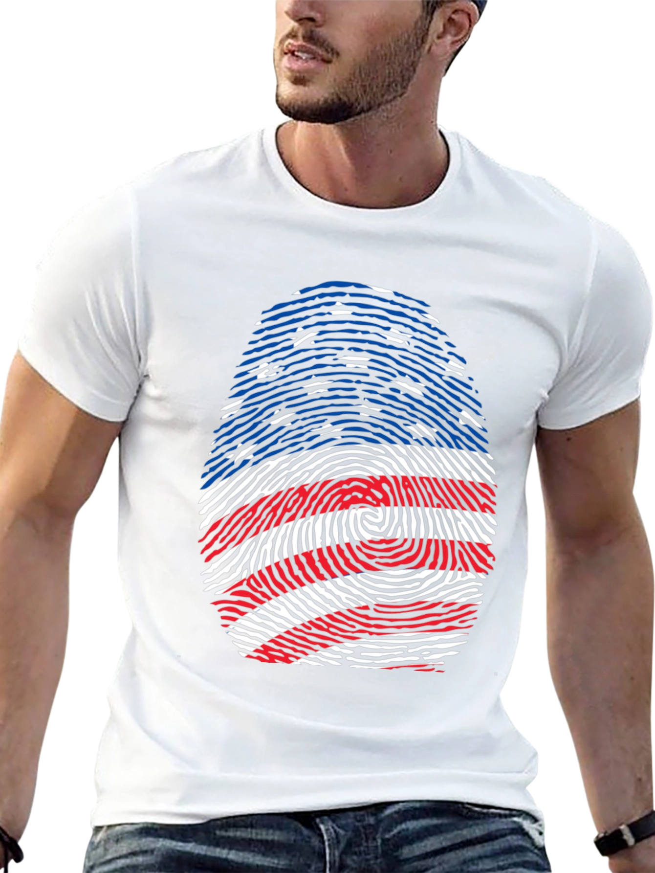 American Flag Fingerprint Graphic T-Shirt