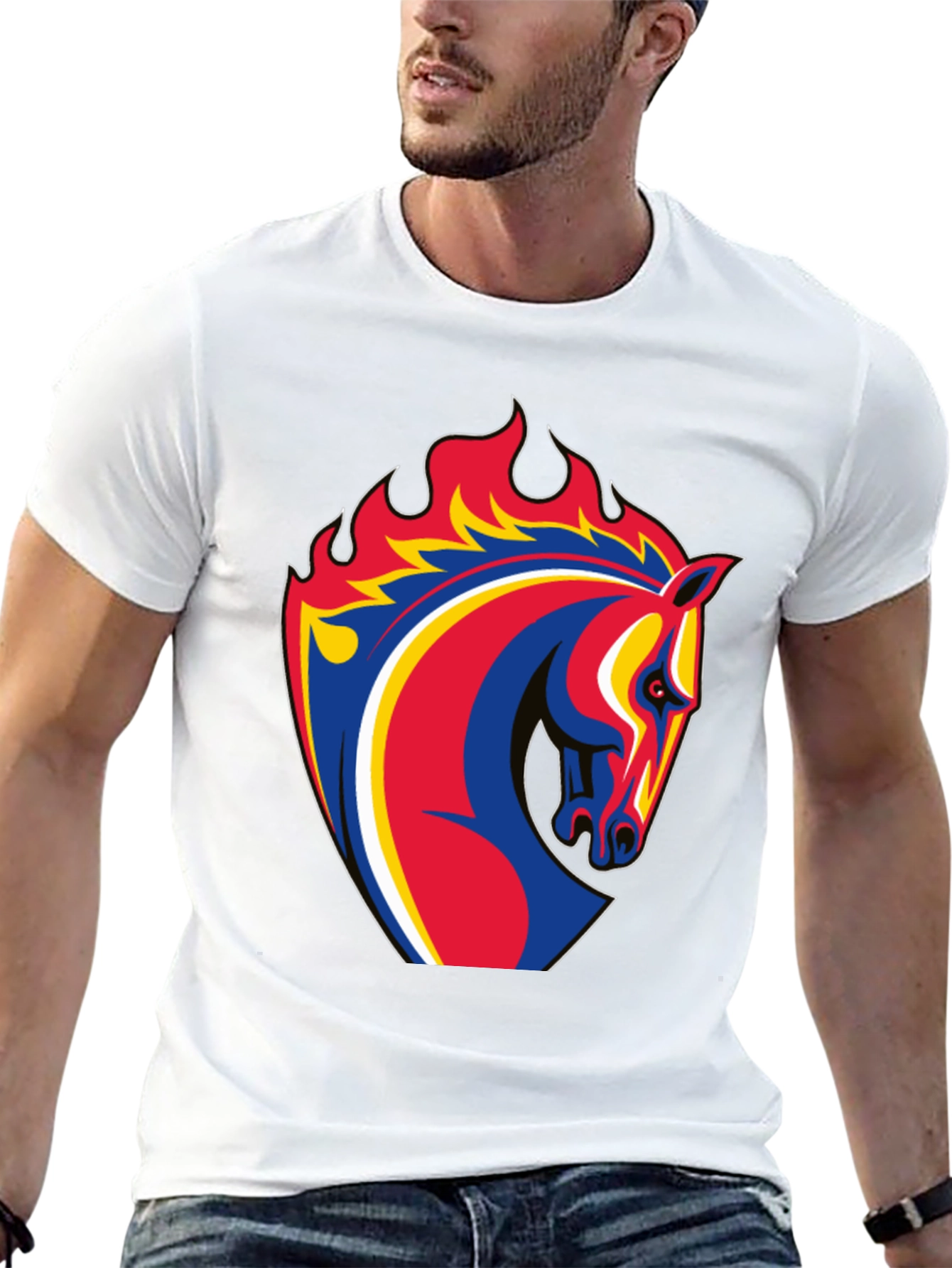 Fiery Horse Head Graphic T-Shirt