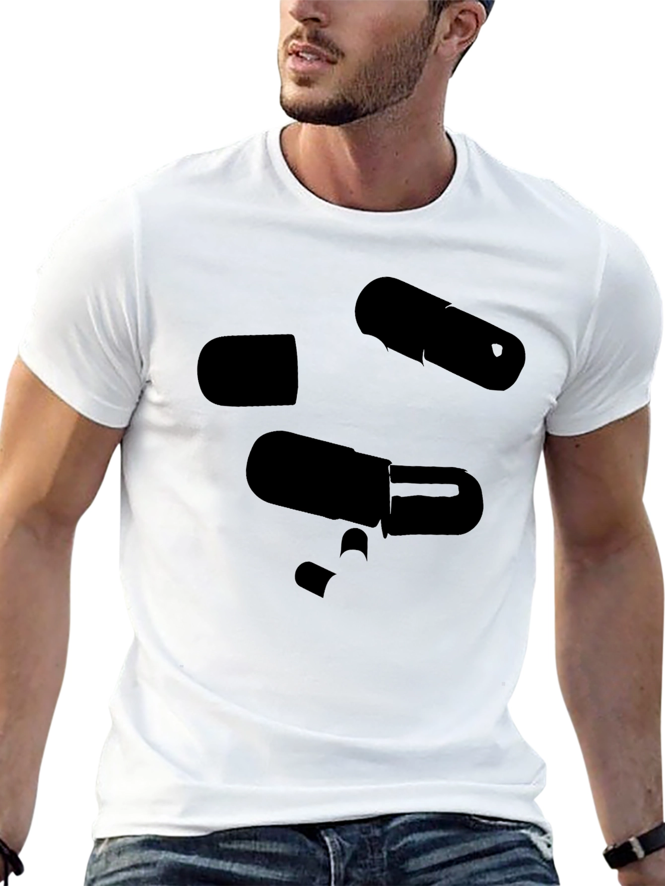 Pill Graphic Black T-Shirt Mens Casual Wear