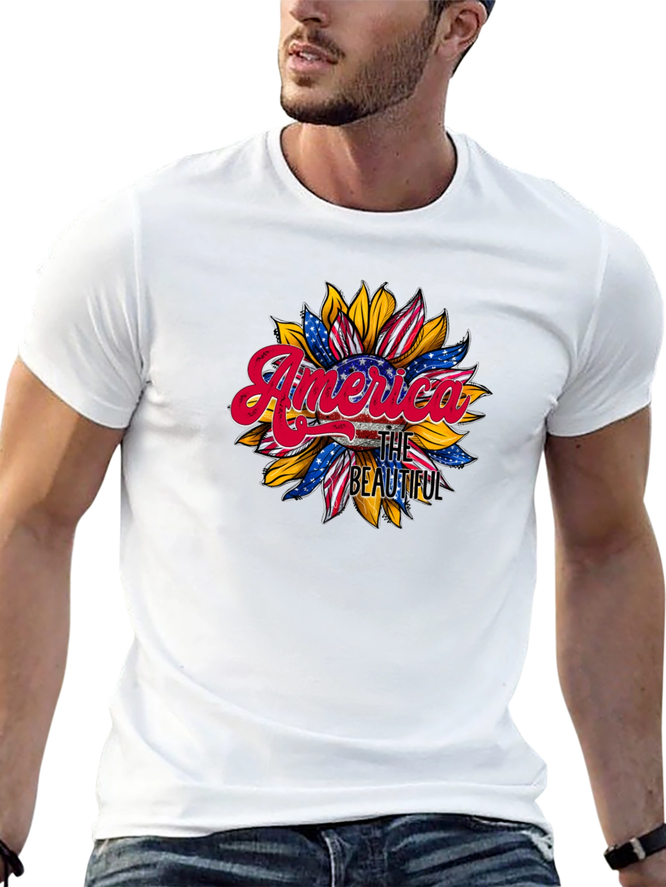 America The Beautiful Sunflower Graphic Tee