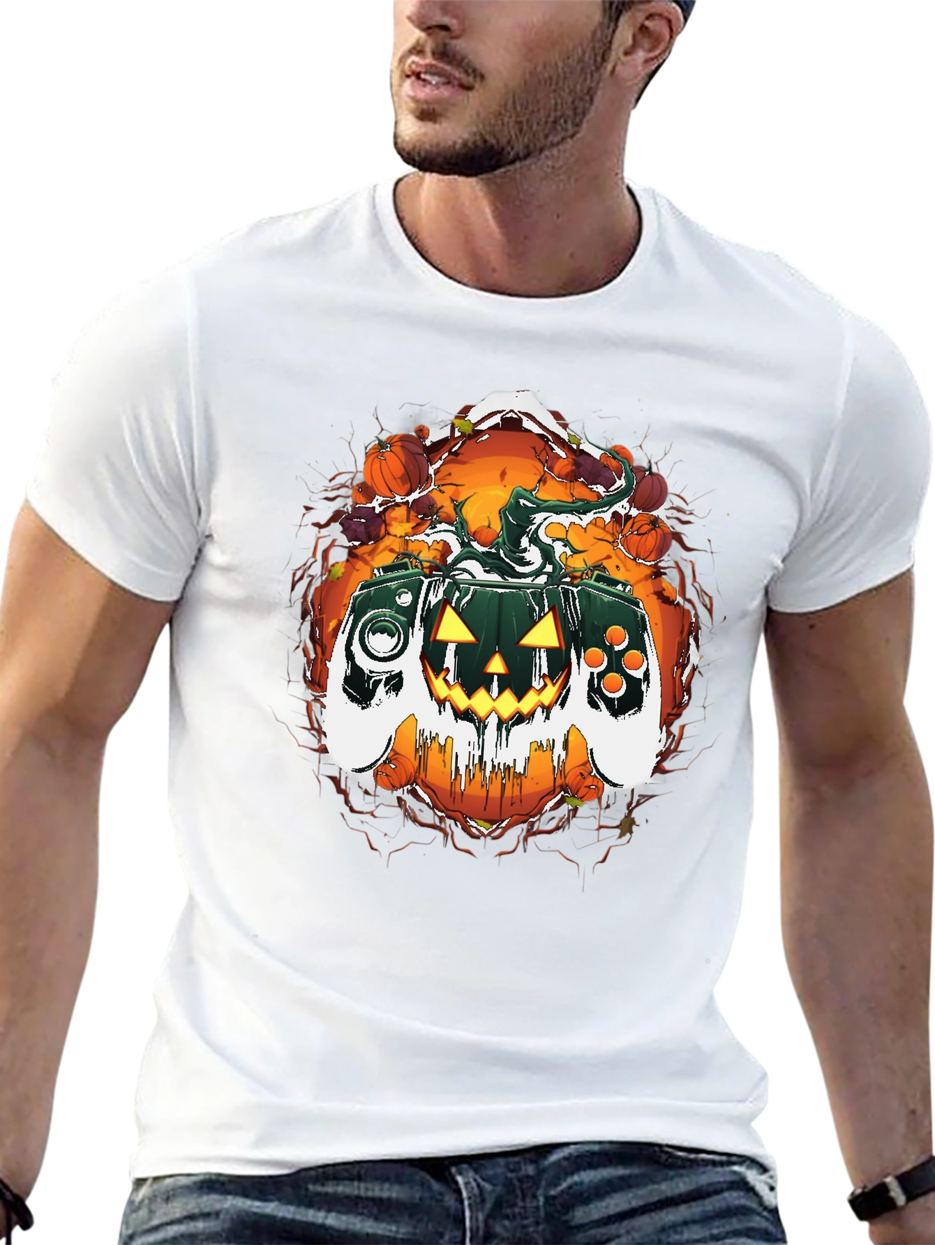 Halloween Gaming Controller Pumpkin T-Shirt