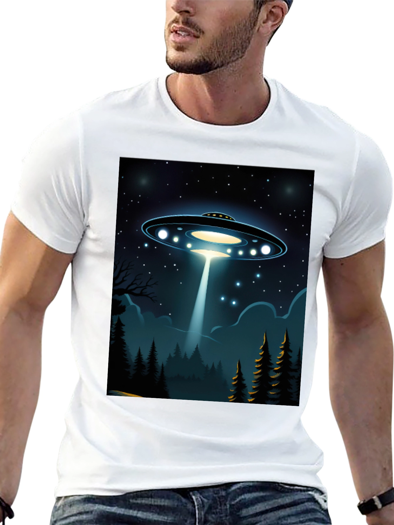 UFO Abduction Graphic Tee - Sci-Fi Mens T-Shirt