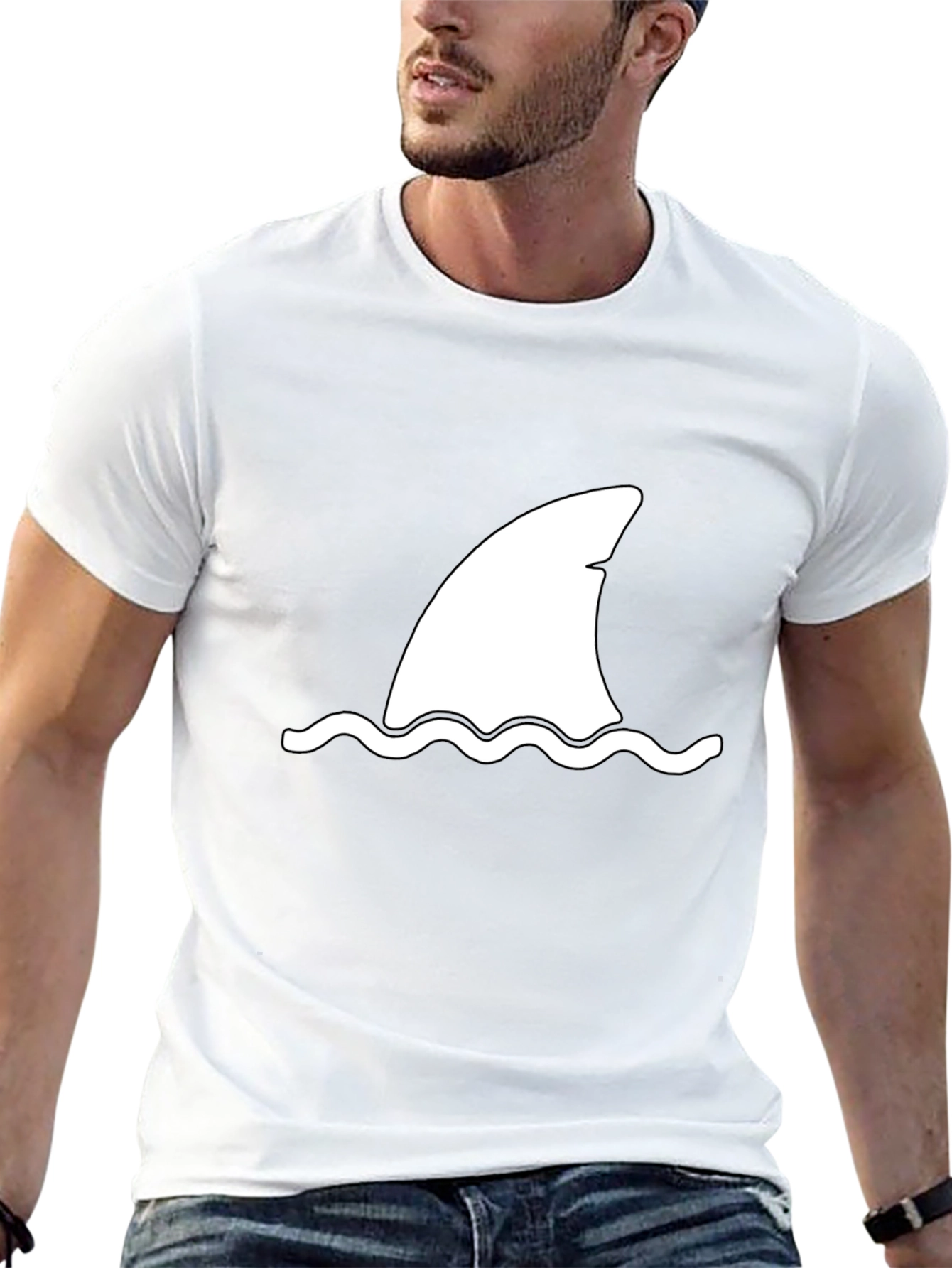 Shark Fin Graphic T-Shirt - Black