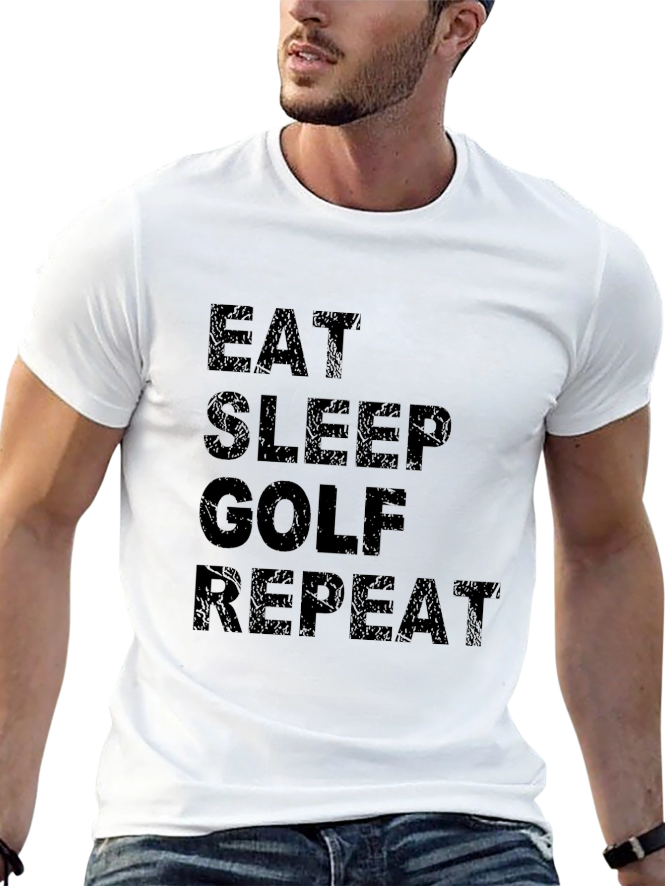 Eat Sleep Golf Repeat Black T-Shirt