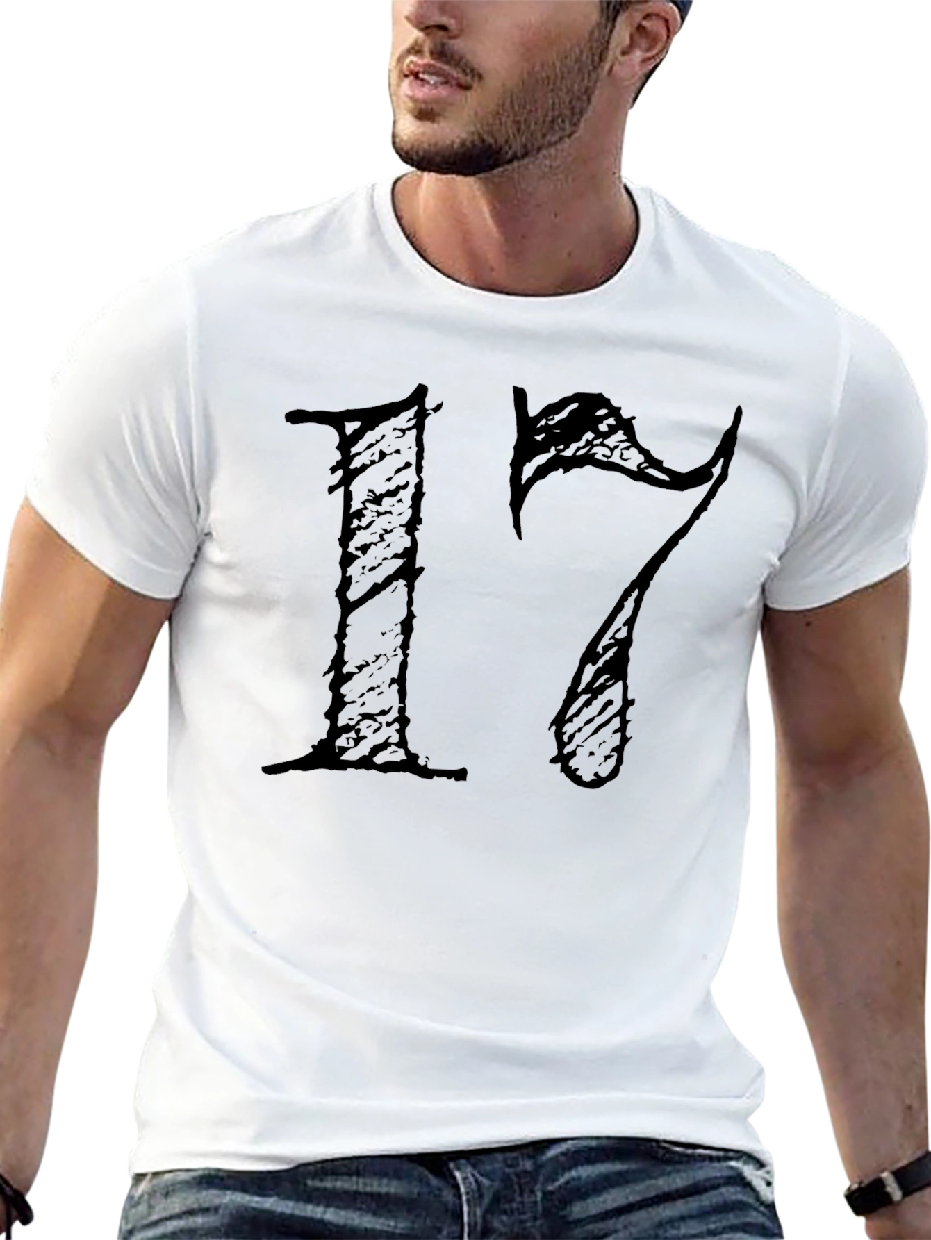 Mens Black 17 Graphic T-Shirt
