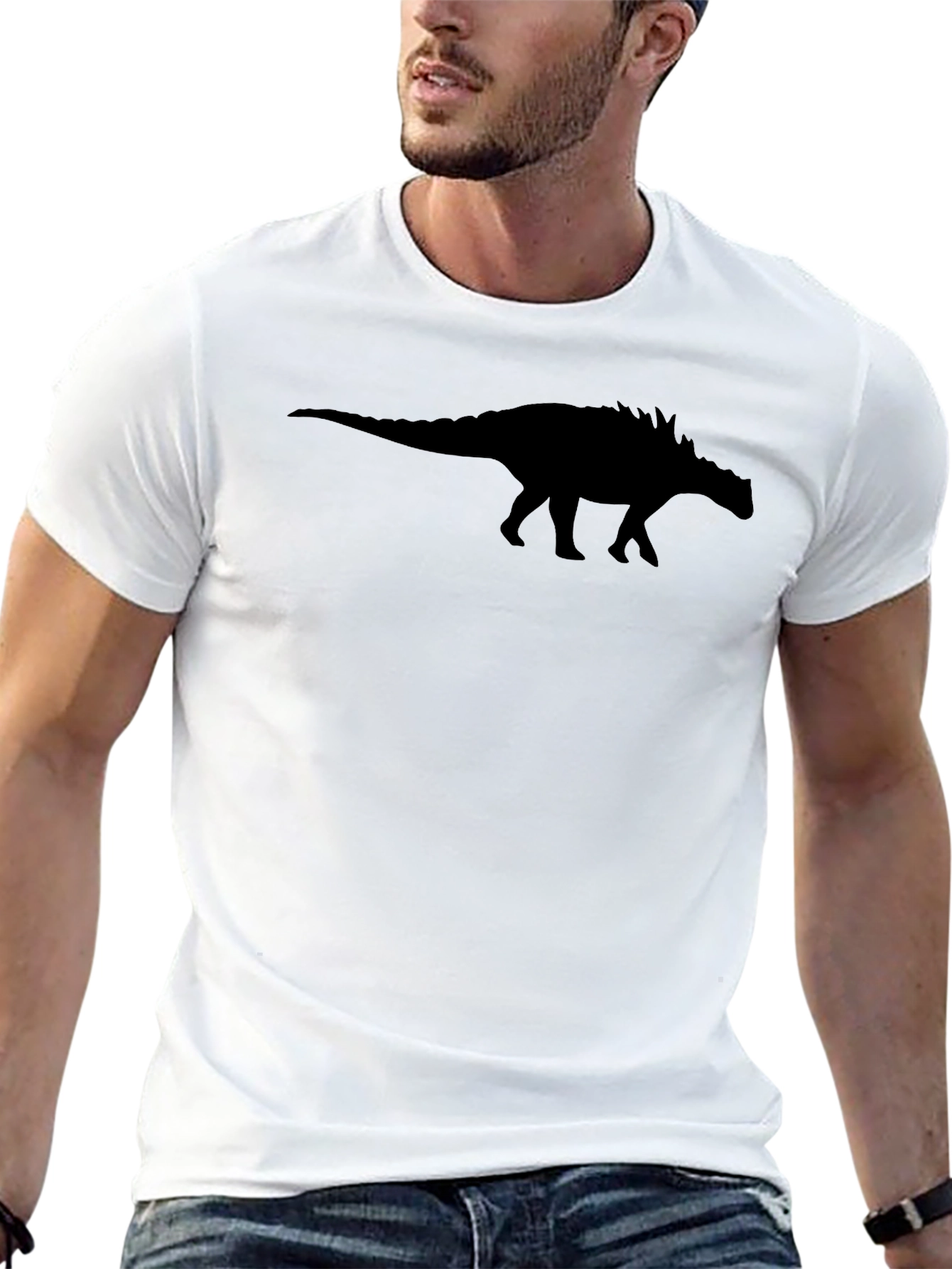 Black Ankylosaurus Dinosaur Silhouette T-Shirt