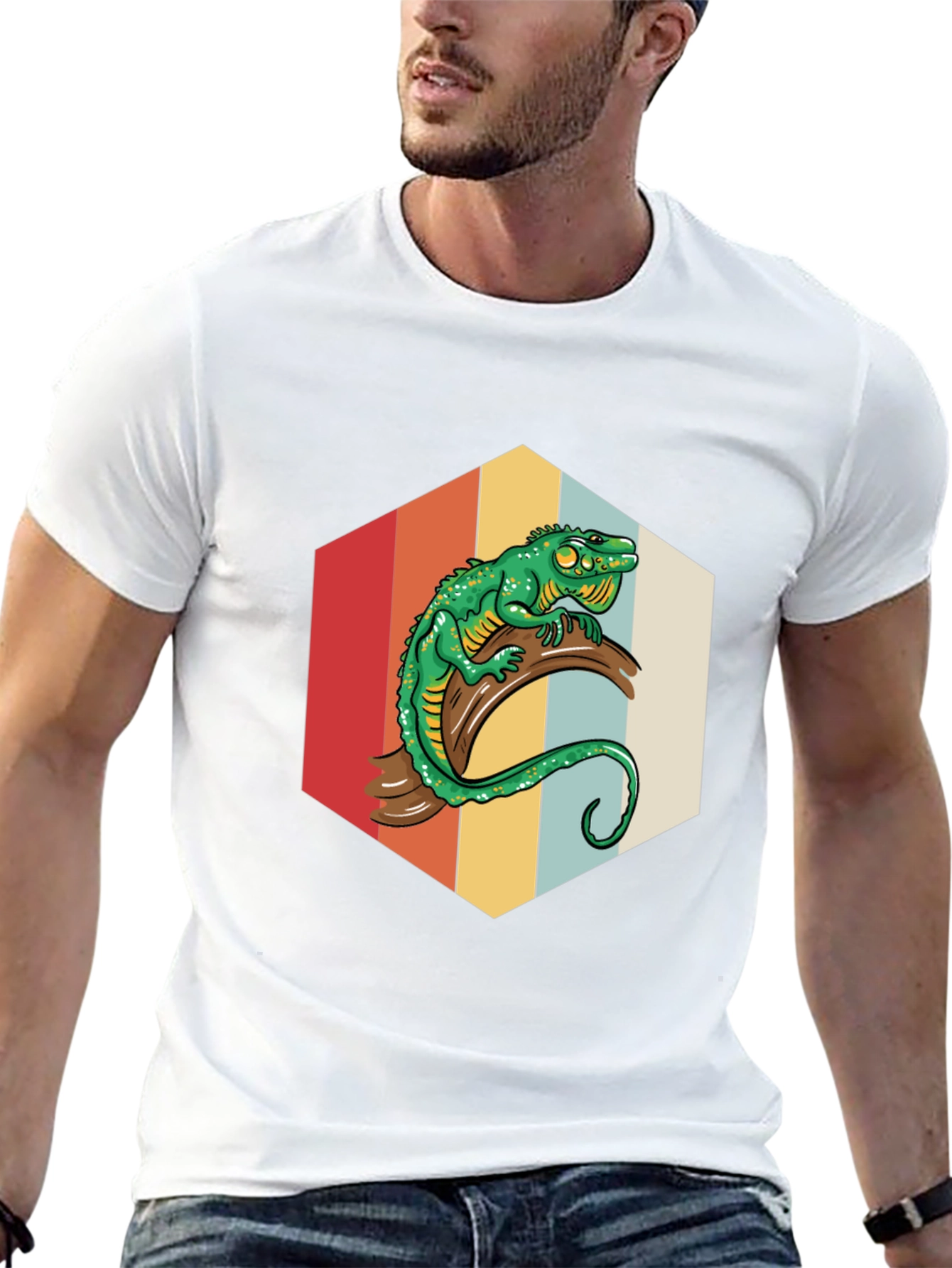 Retro Lizard Graphic Tee - Cool Reptile Design
