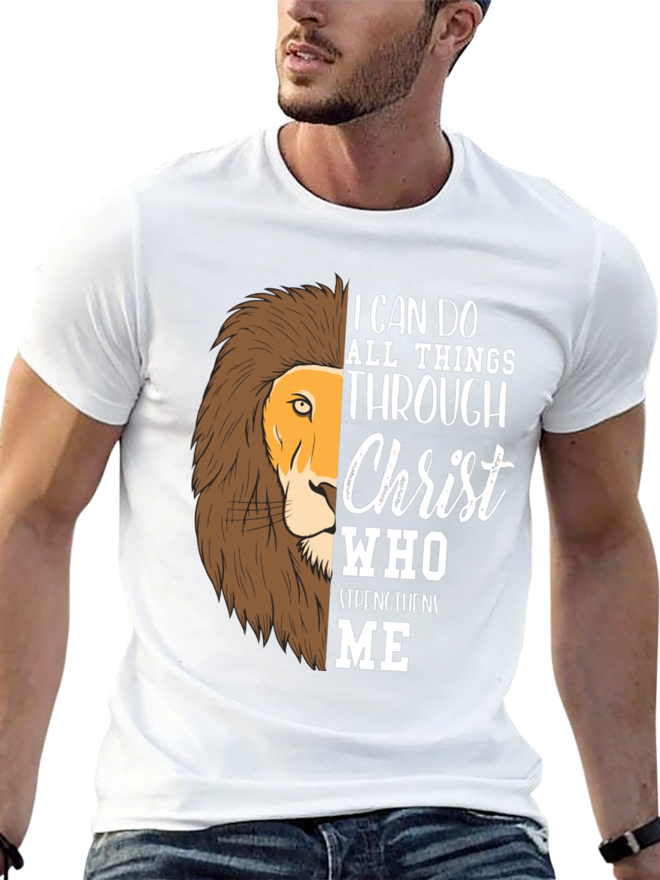 Lion Christ Graphic T-Shirt - Strength and Faith