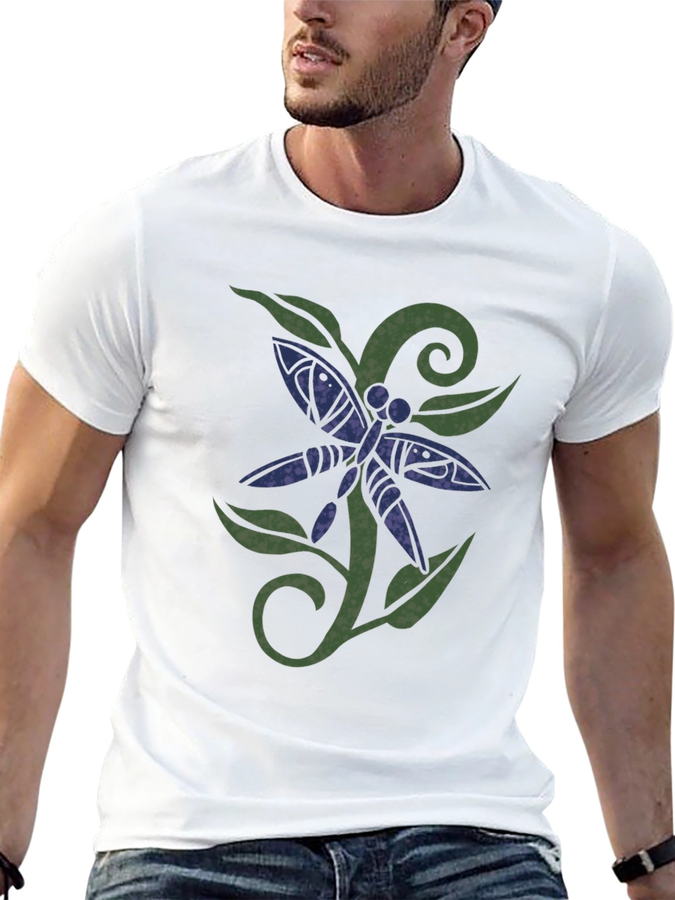 Dragonfly Graphic Print Black T-Shirt