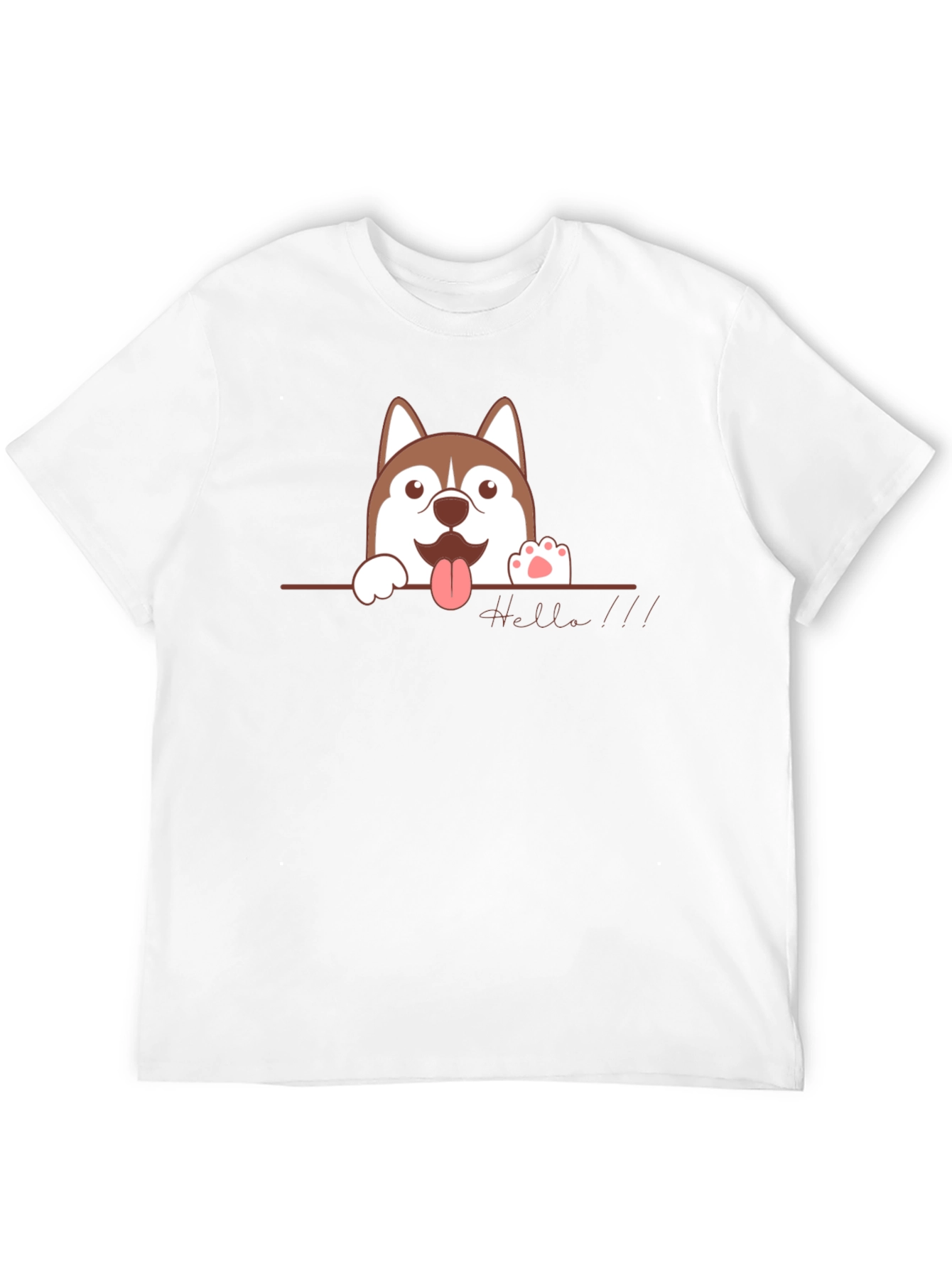 Cute Husky Hello Black T-Shirt