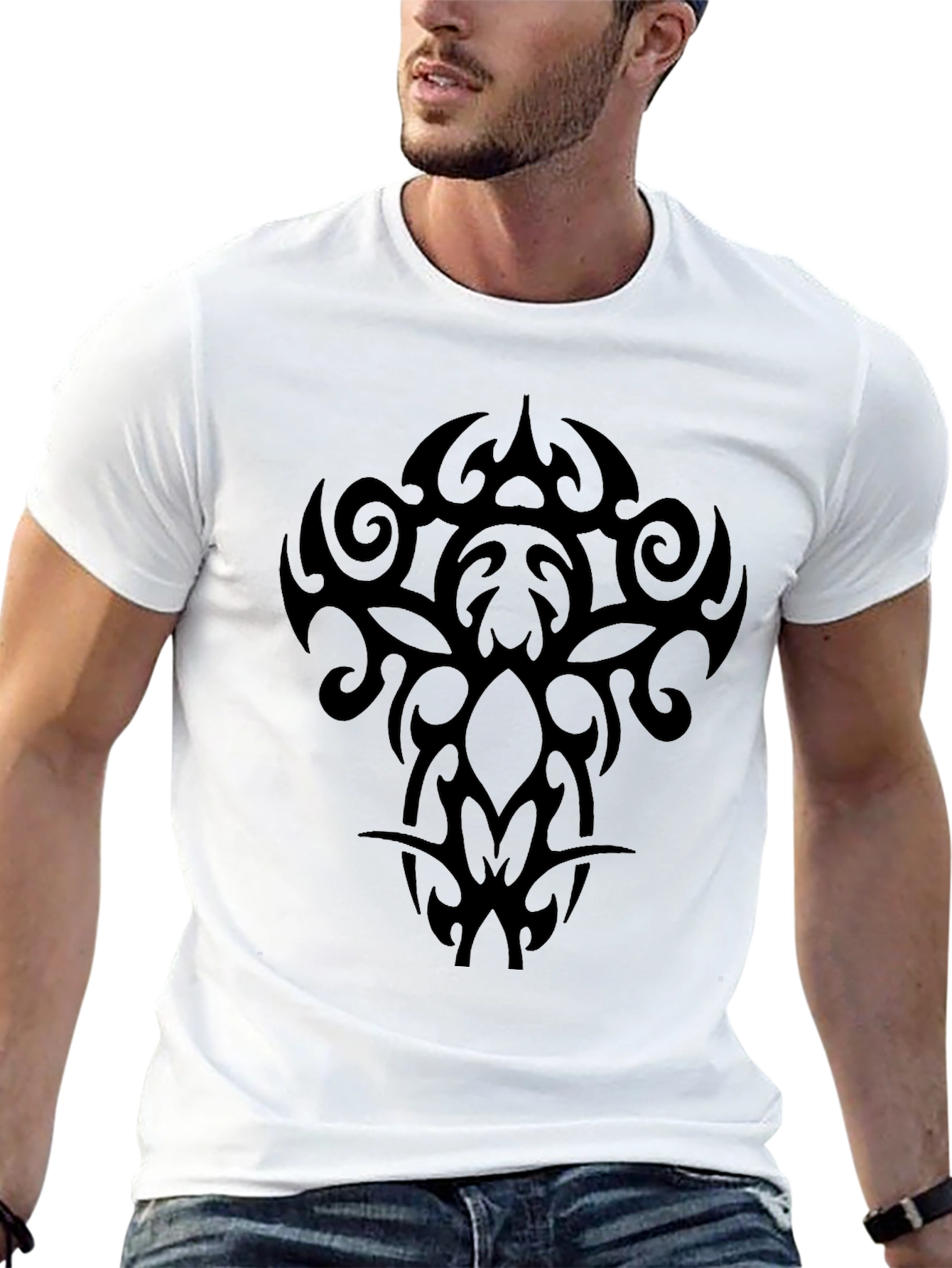 Black Tribal Graphic Tee - Mens Casual
