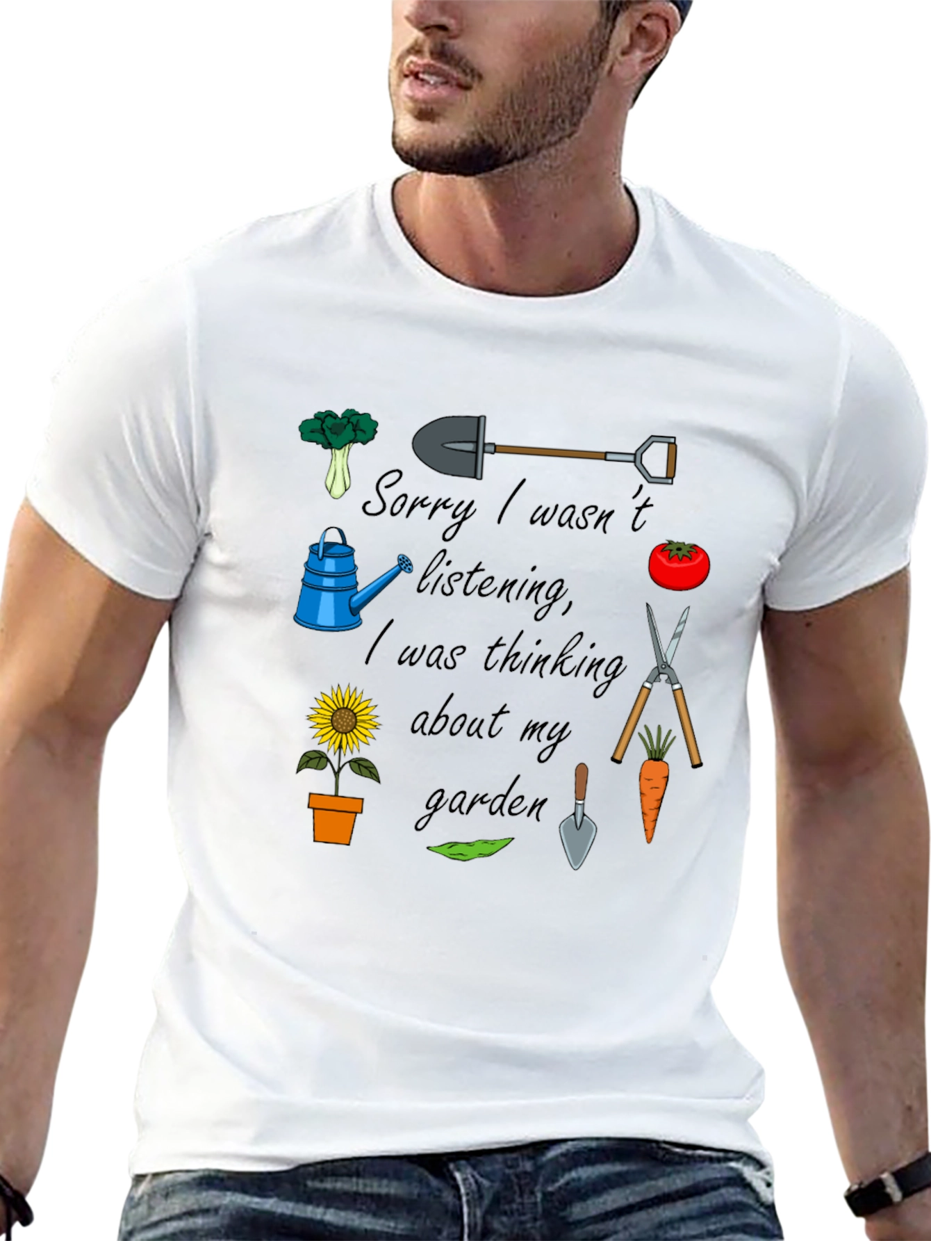 Gardener Graphic T-Shirt: Sorry Thinking of My Garden