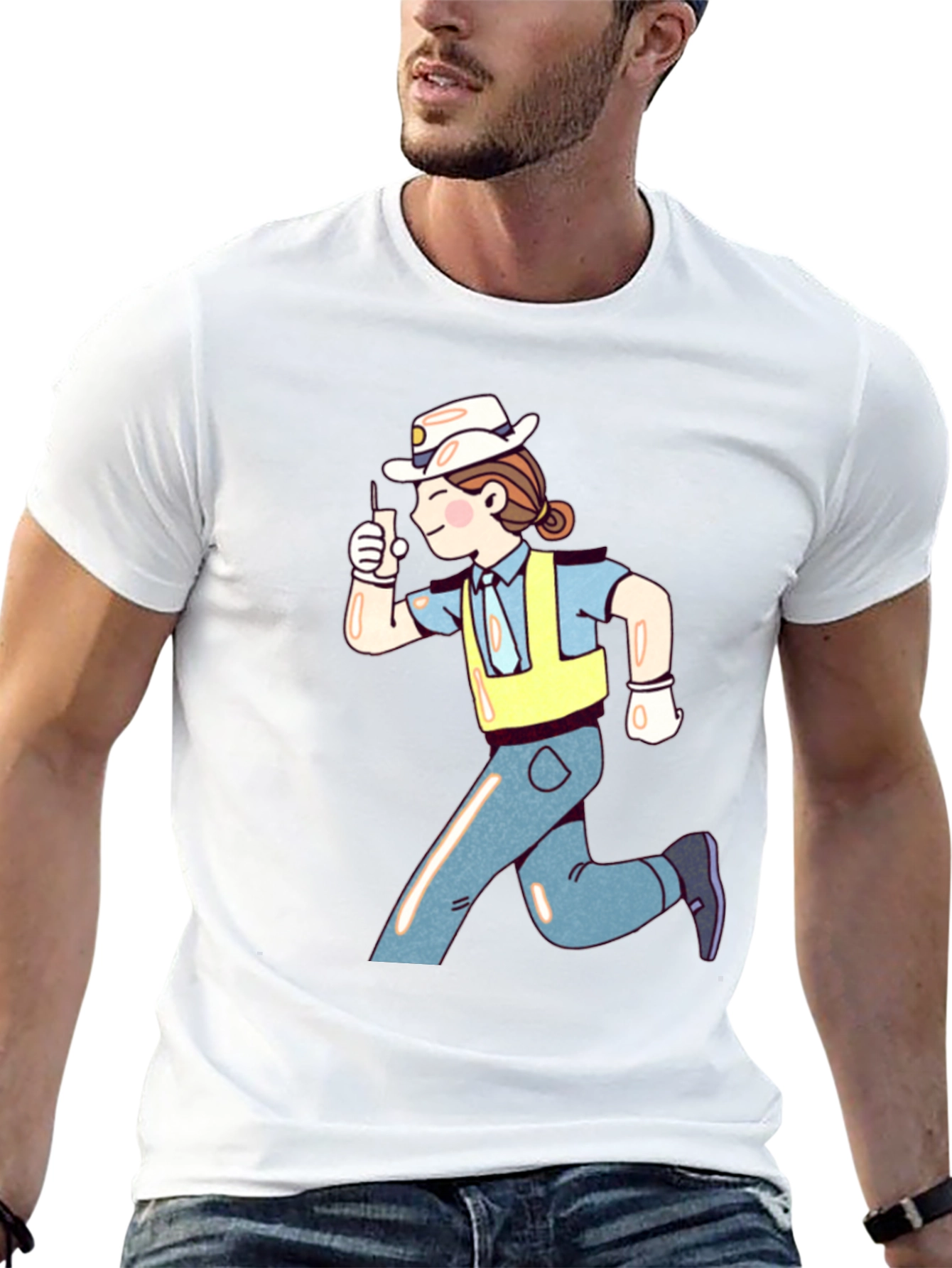 Cartoon Runner Graphic T-Shirt - Black