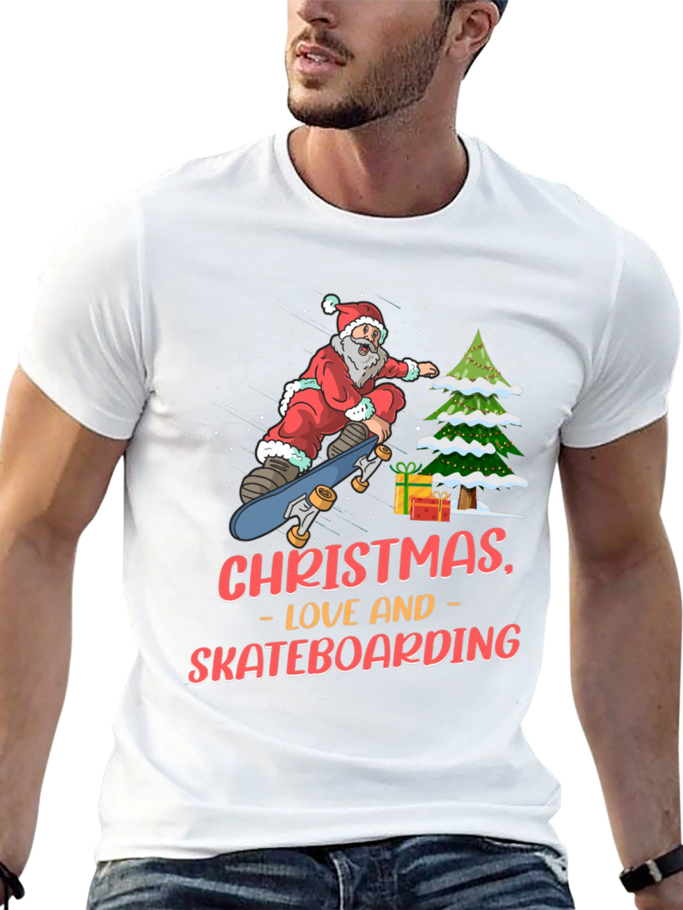 Christmas Skateboard Santa T-Shirt