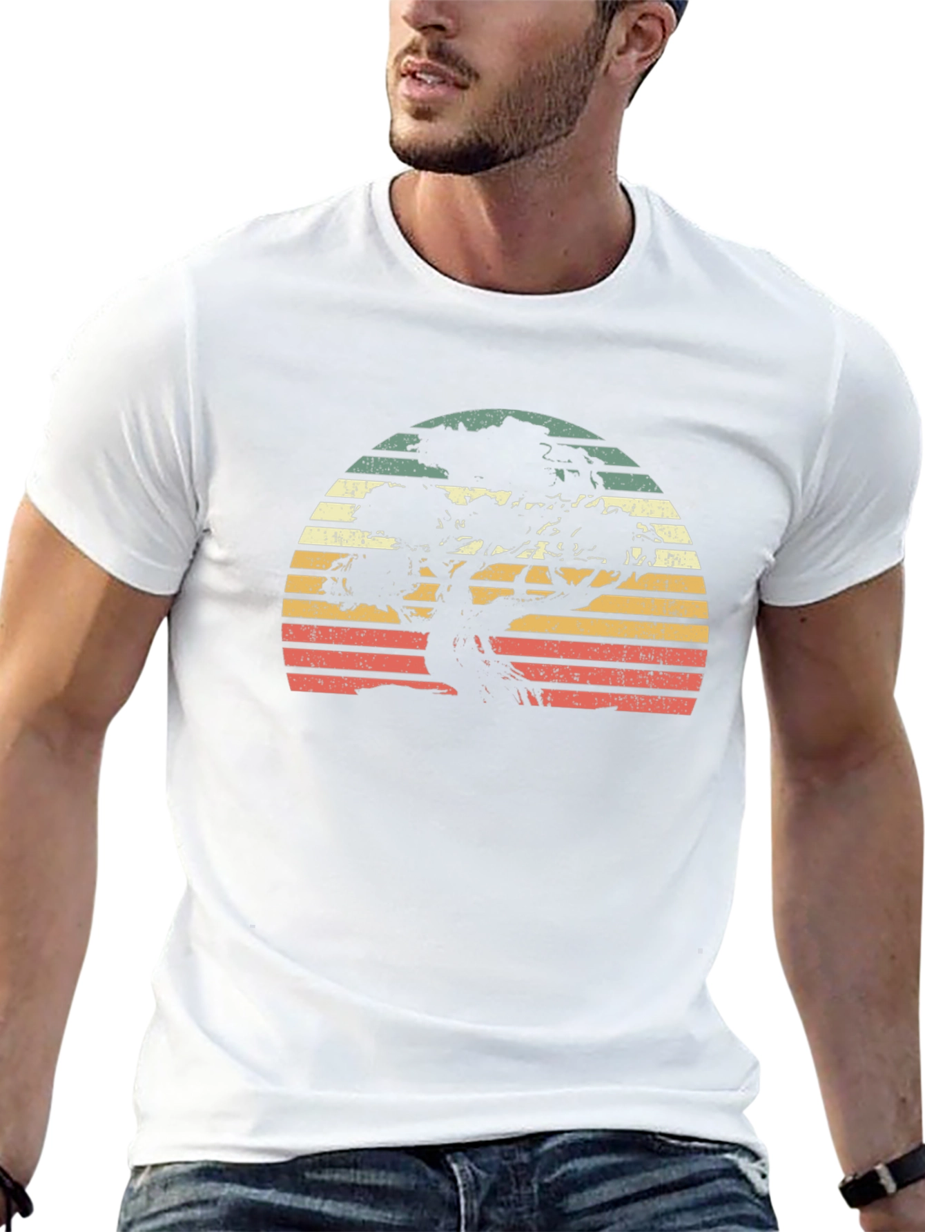 Retro Bonsai Tree Sunset Graphic Tee