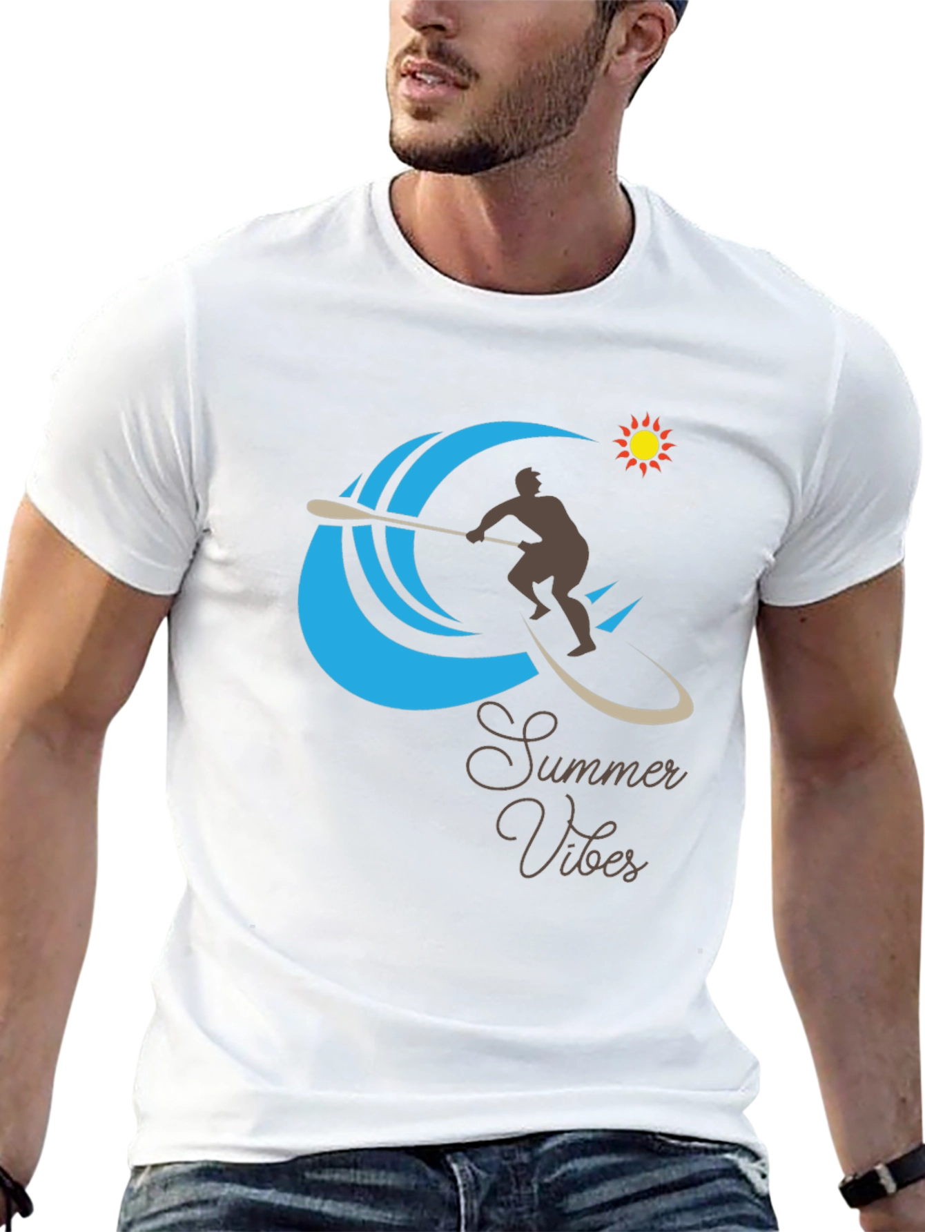 Summer Vibes Graphic Tee - Paddleboard Design