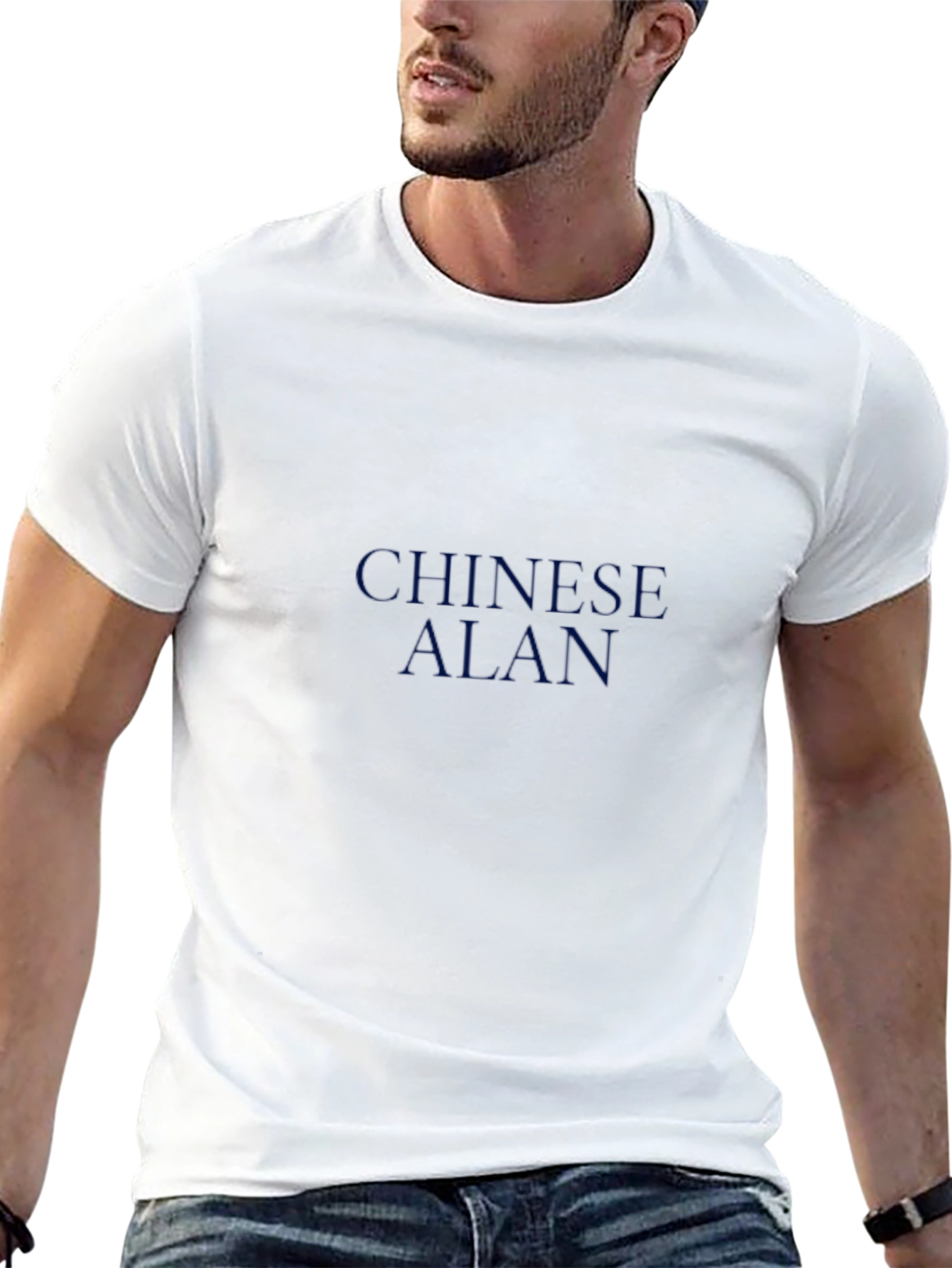 Chinese Alan Graphic Tee - Stylish Cotton Blend