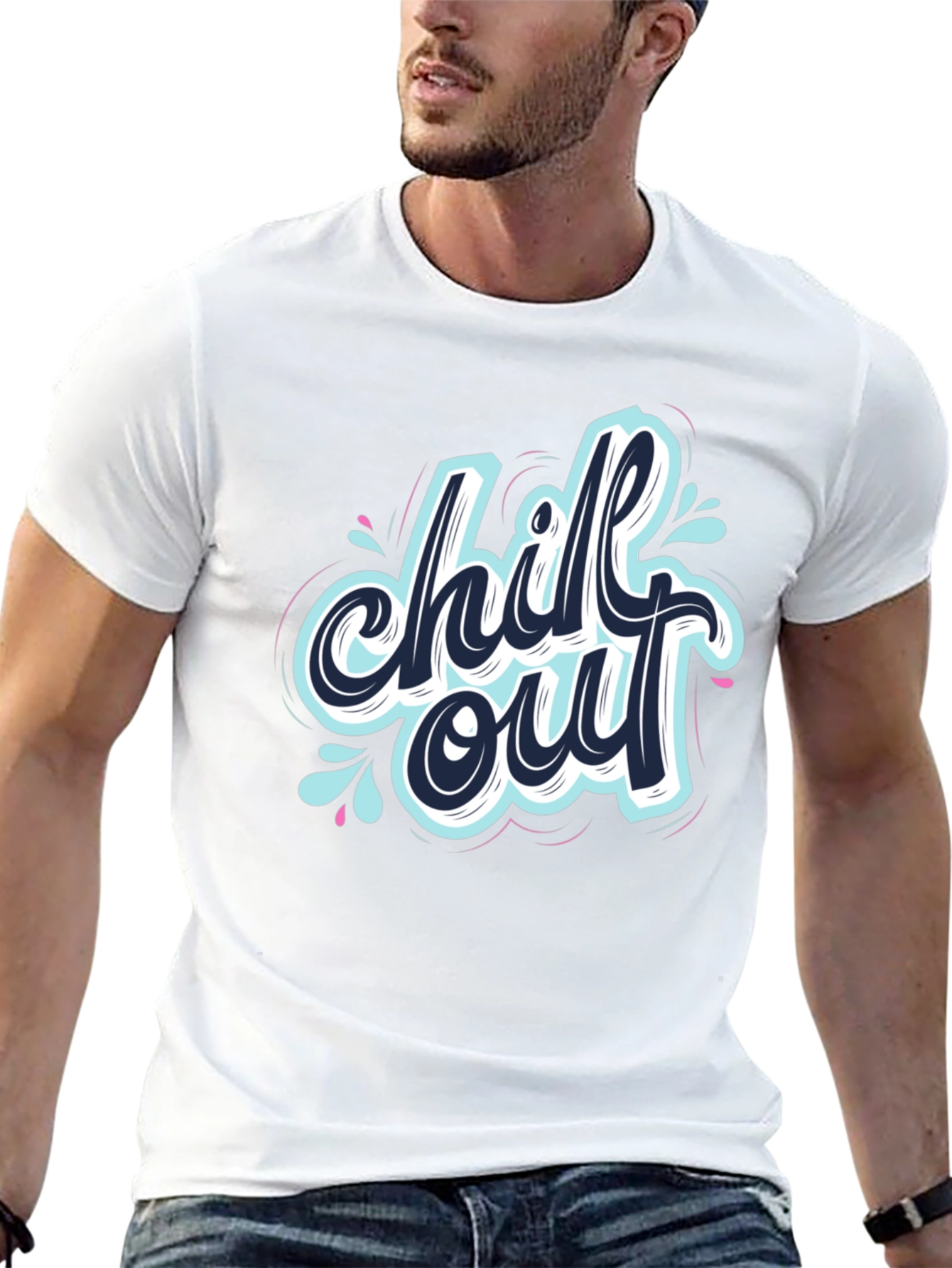 Chill Out Graphic Print Black T-Shirt