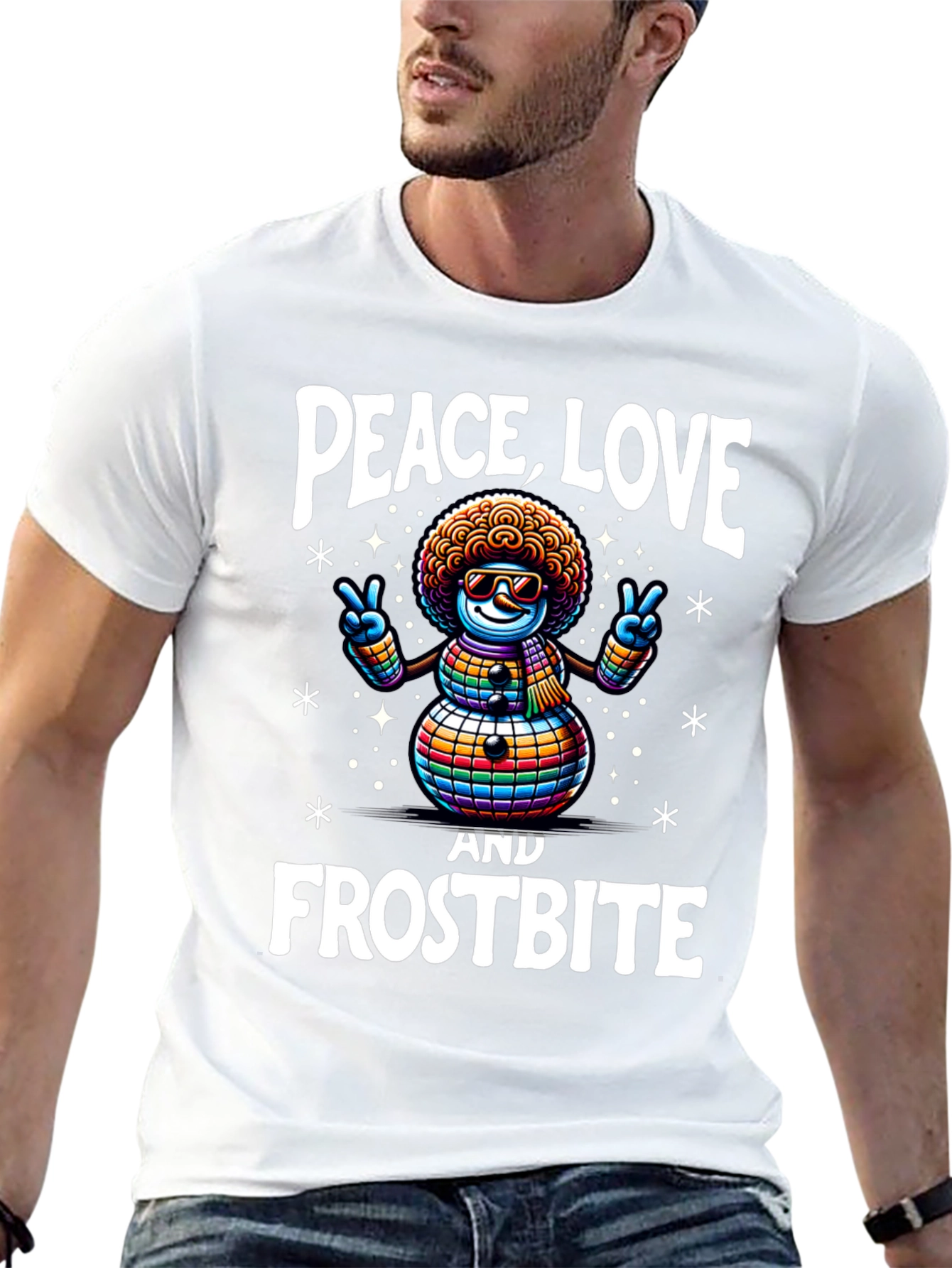 Peace Love & Frostbite Snowman T-Shirt