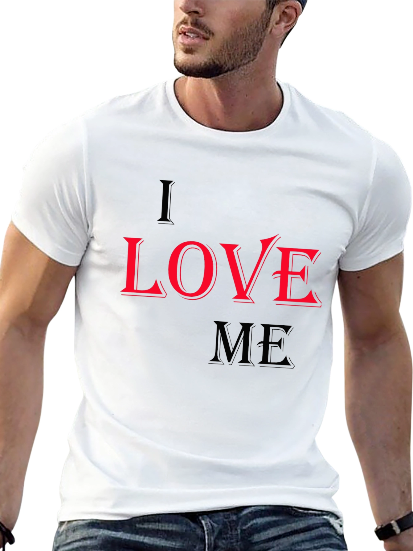 I Love Me Graphic Print Black T-Shirt