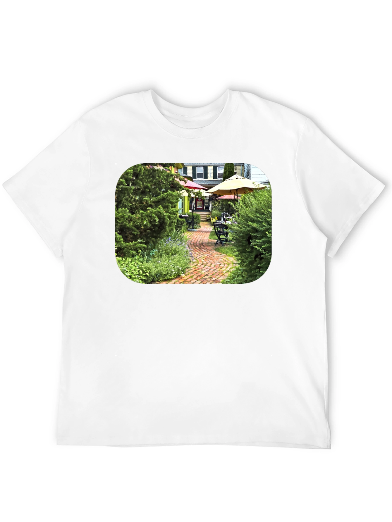 Quaint Garden Path Black T-Shirt