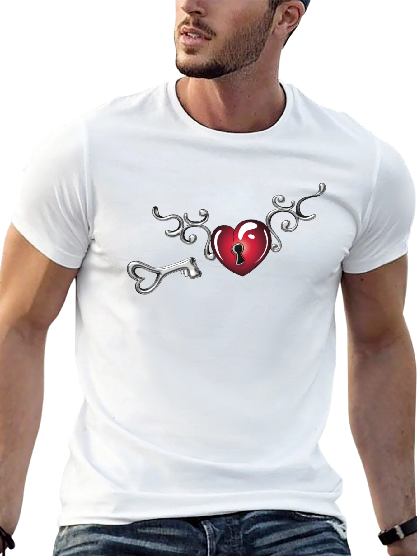 Heart Lock Key T-Shirt - Unlock Your Style!