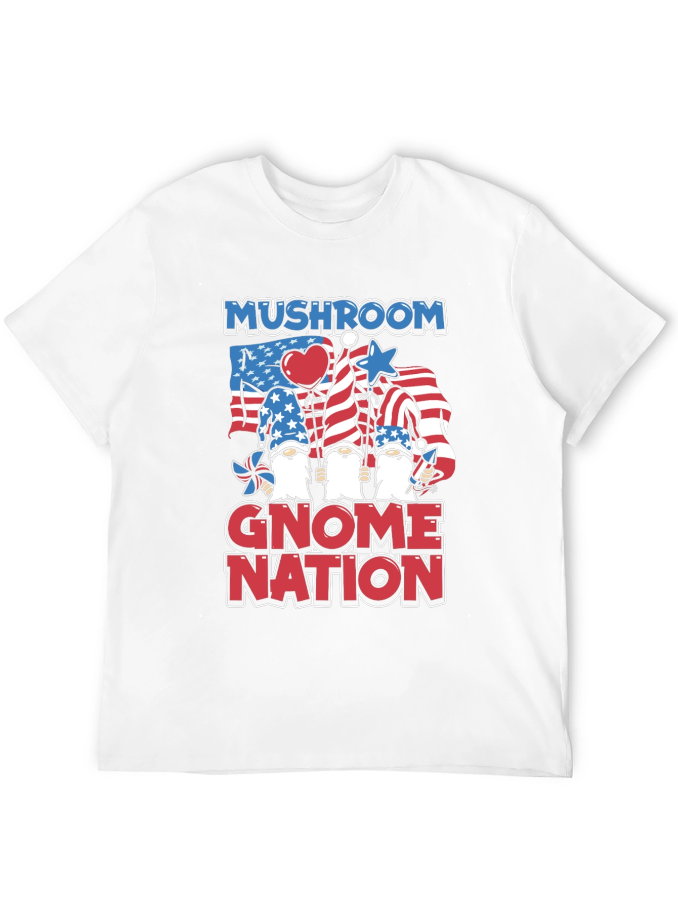 Mushroom Gnome Nation Patriotic T-Shirt