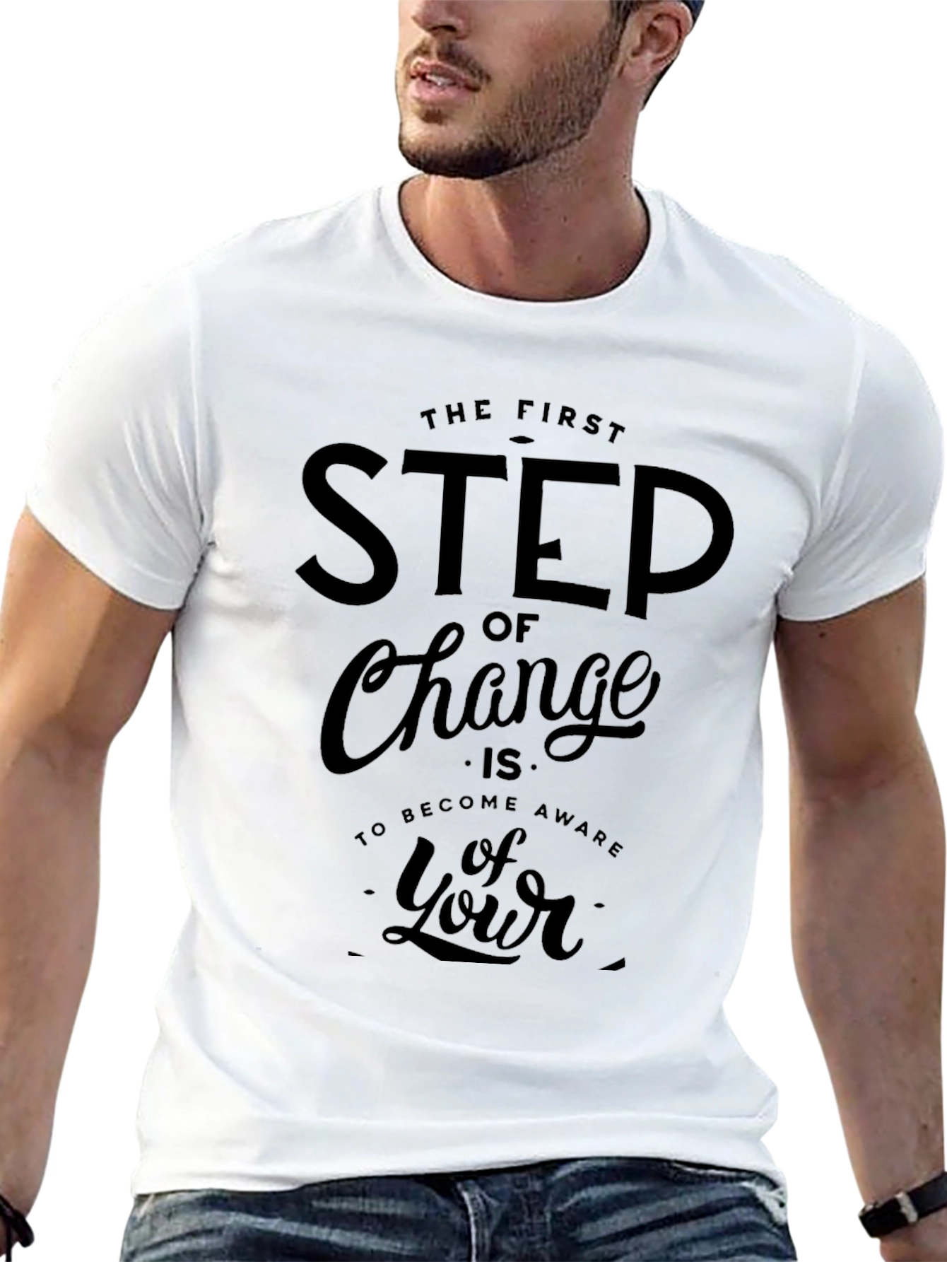 Motivational First Step of Change Black T-Shirt