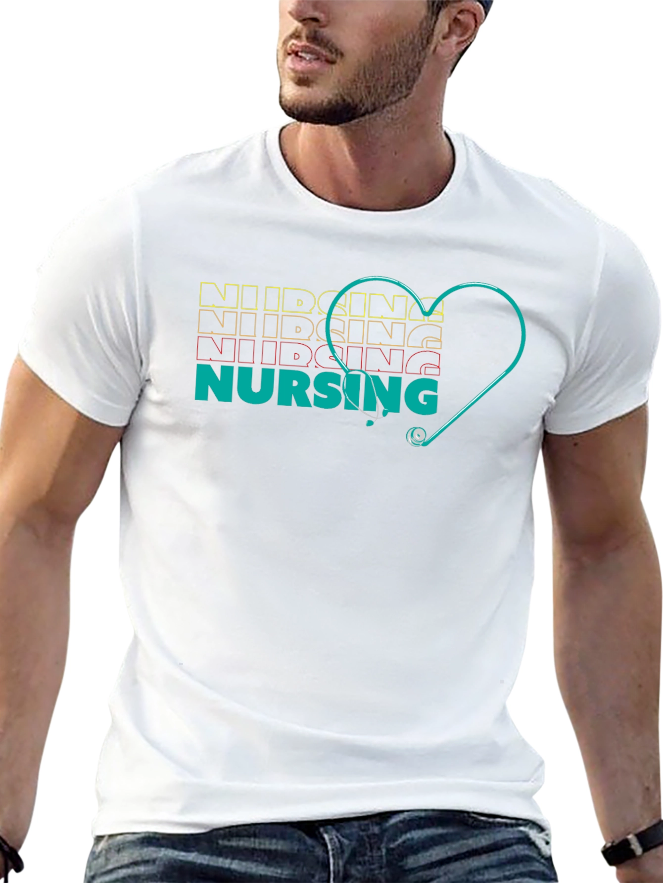 Nursing Heartbeat Stethoscope Graphic Tee