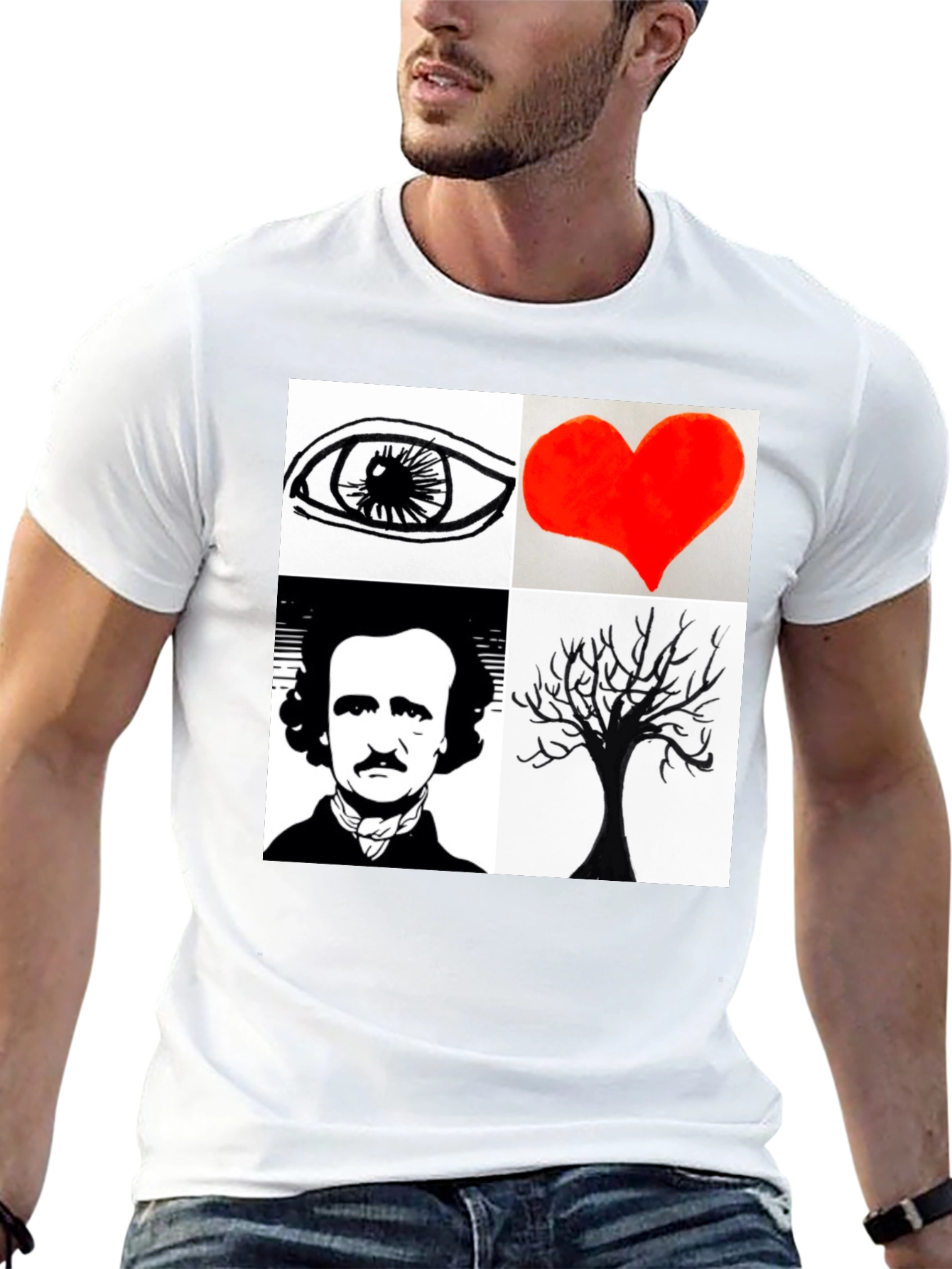 Eye Heart Poe Tree Black T-Shirt