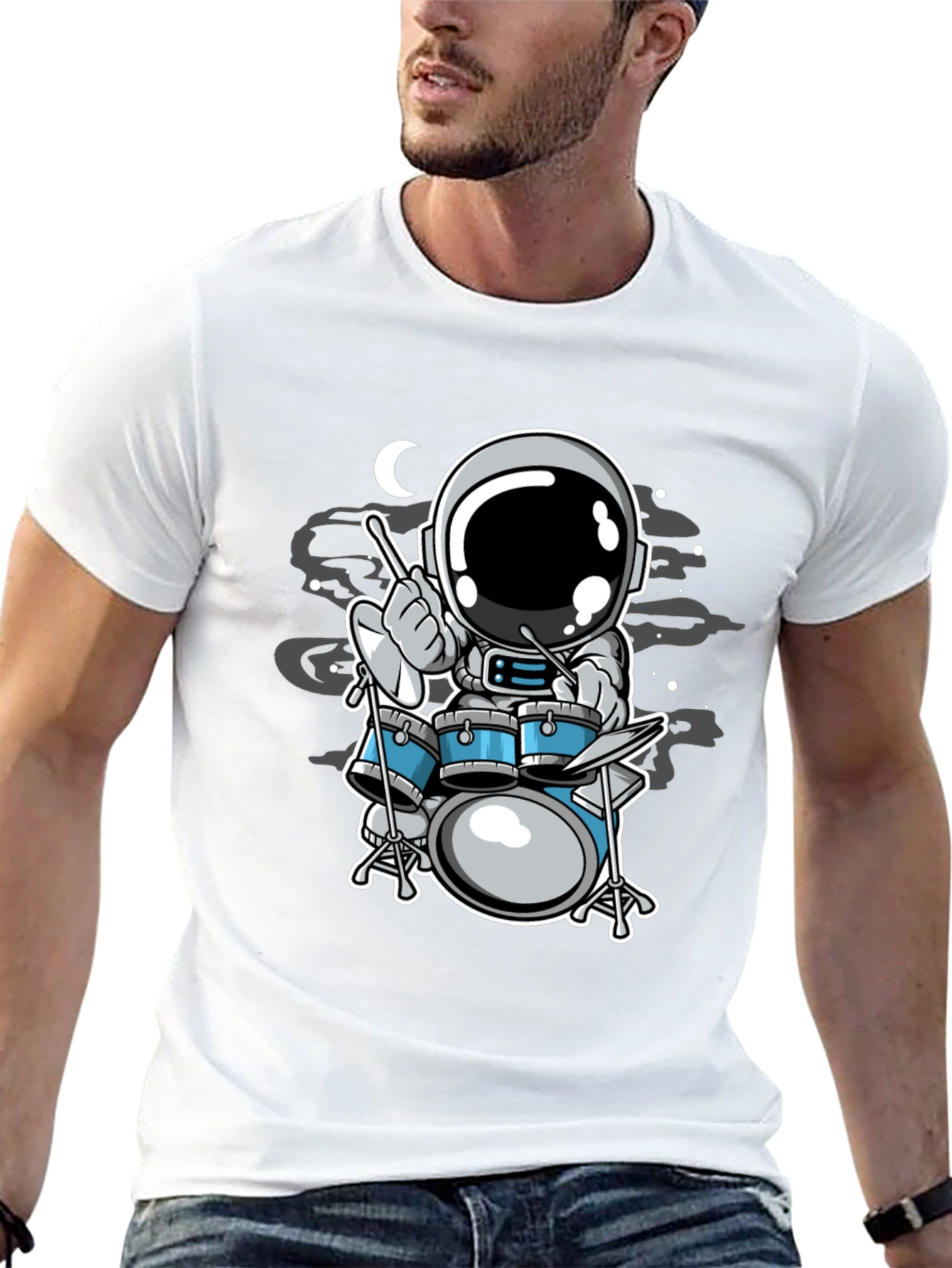 Astronaut Drummer T-Shirt - Space Music Tee