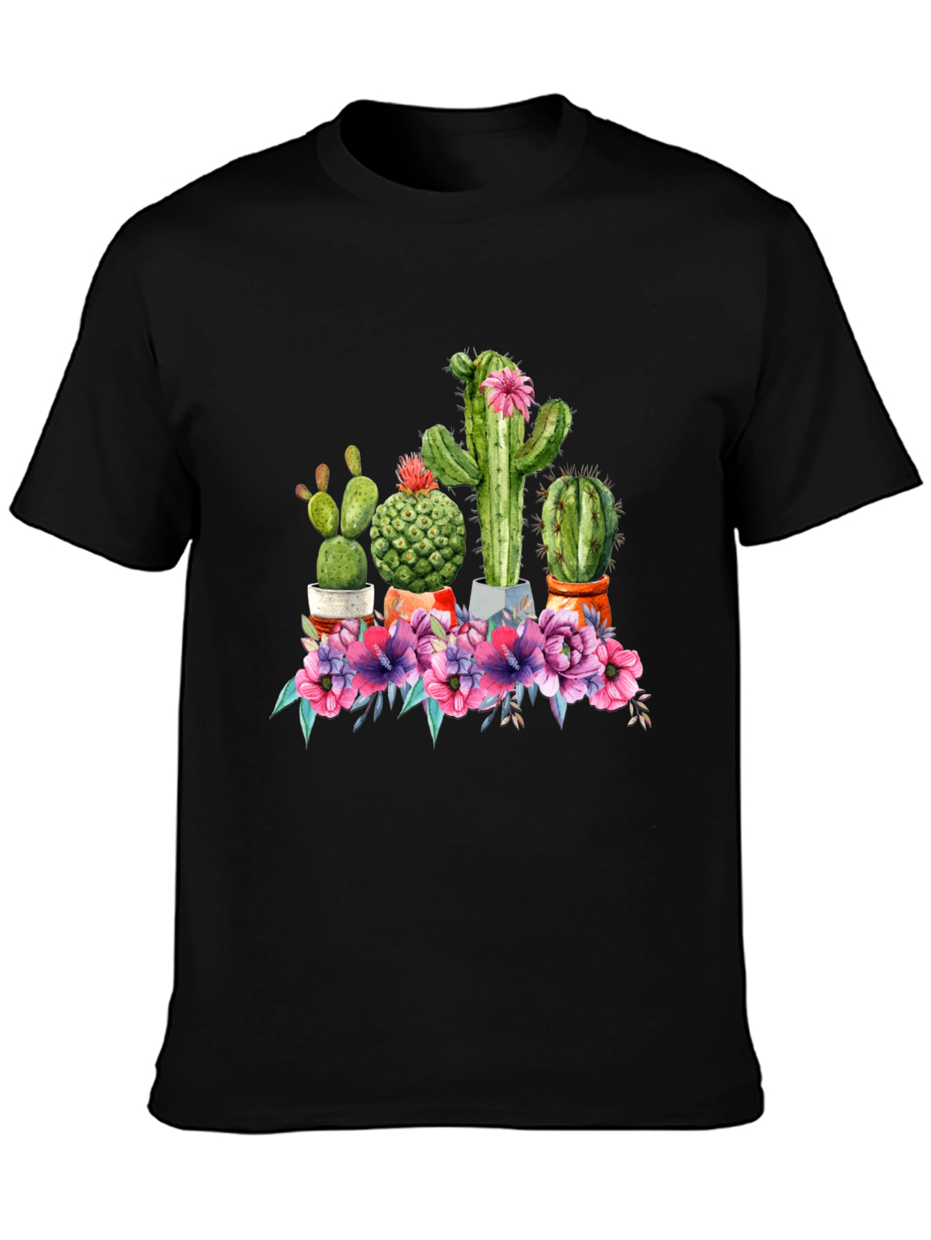 Cactus Flower Graphic Tee - Trendy Unisex T-Shirt