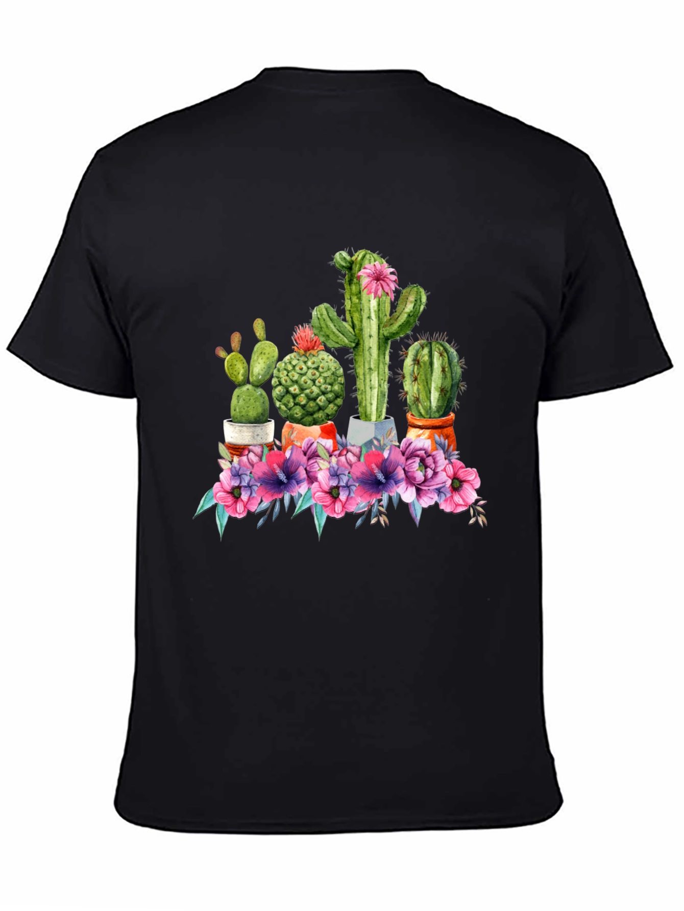 Cactus Flower Graphic Tee - Trendy Unisex T-Shirt