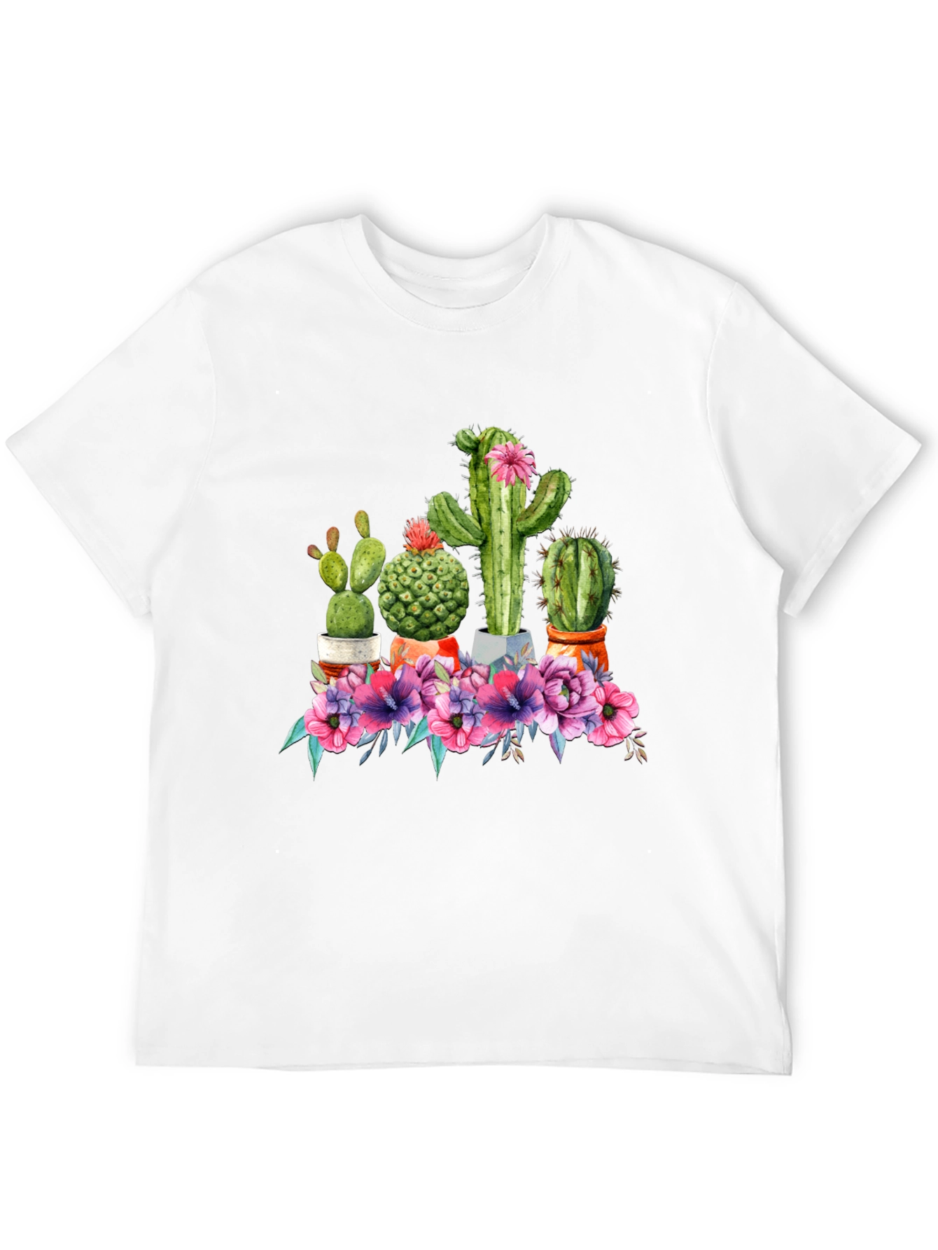 Cactus Flower Graphic Tee - Trendy Unisex T-Shirt