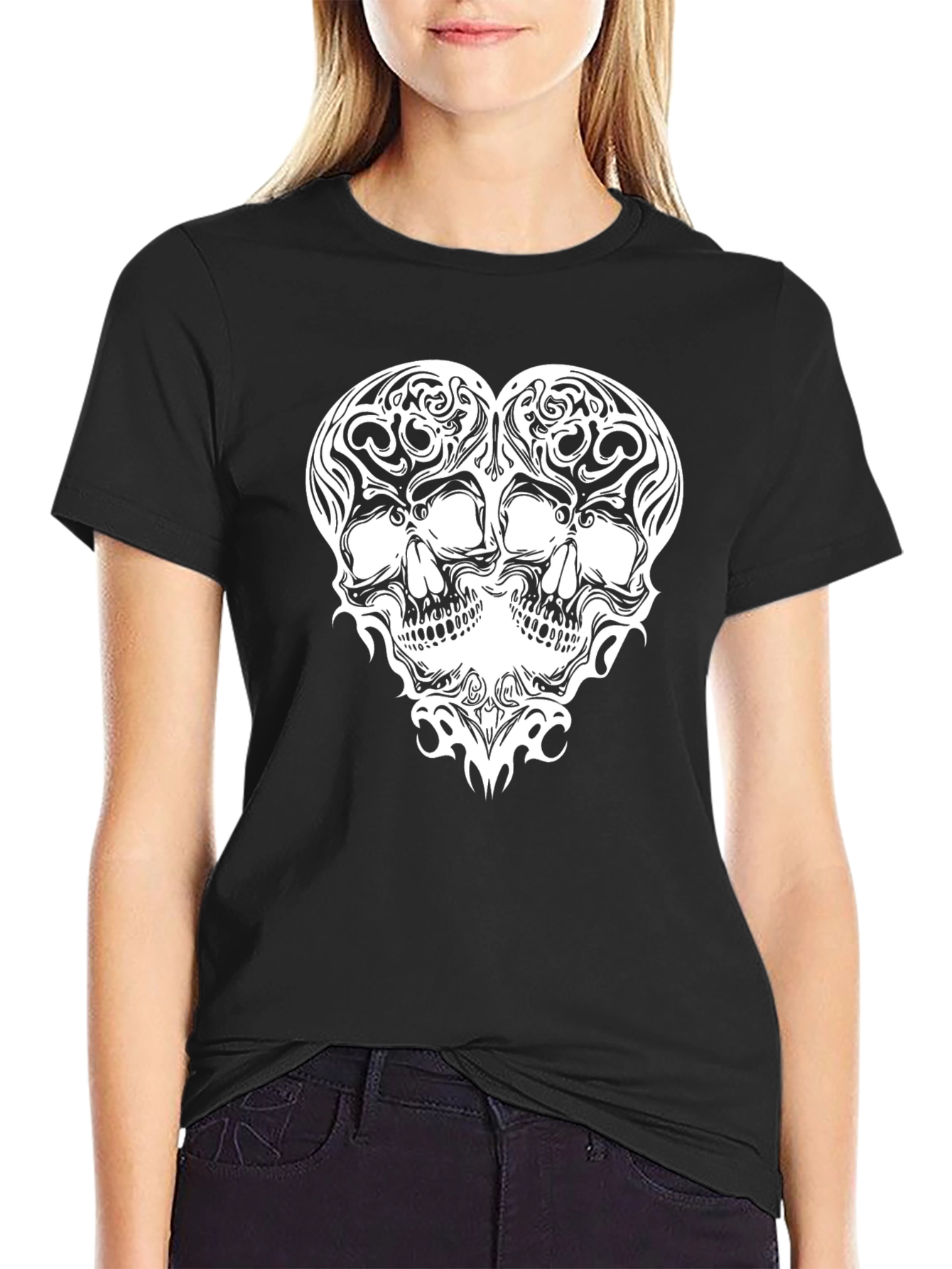 Skull Heart Graphic Tee - Mens Black T-Shirt